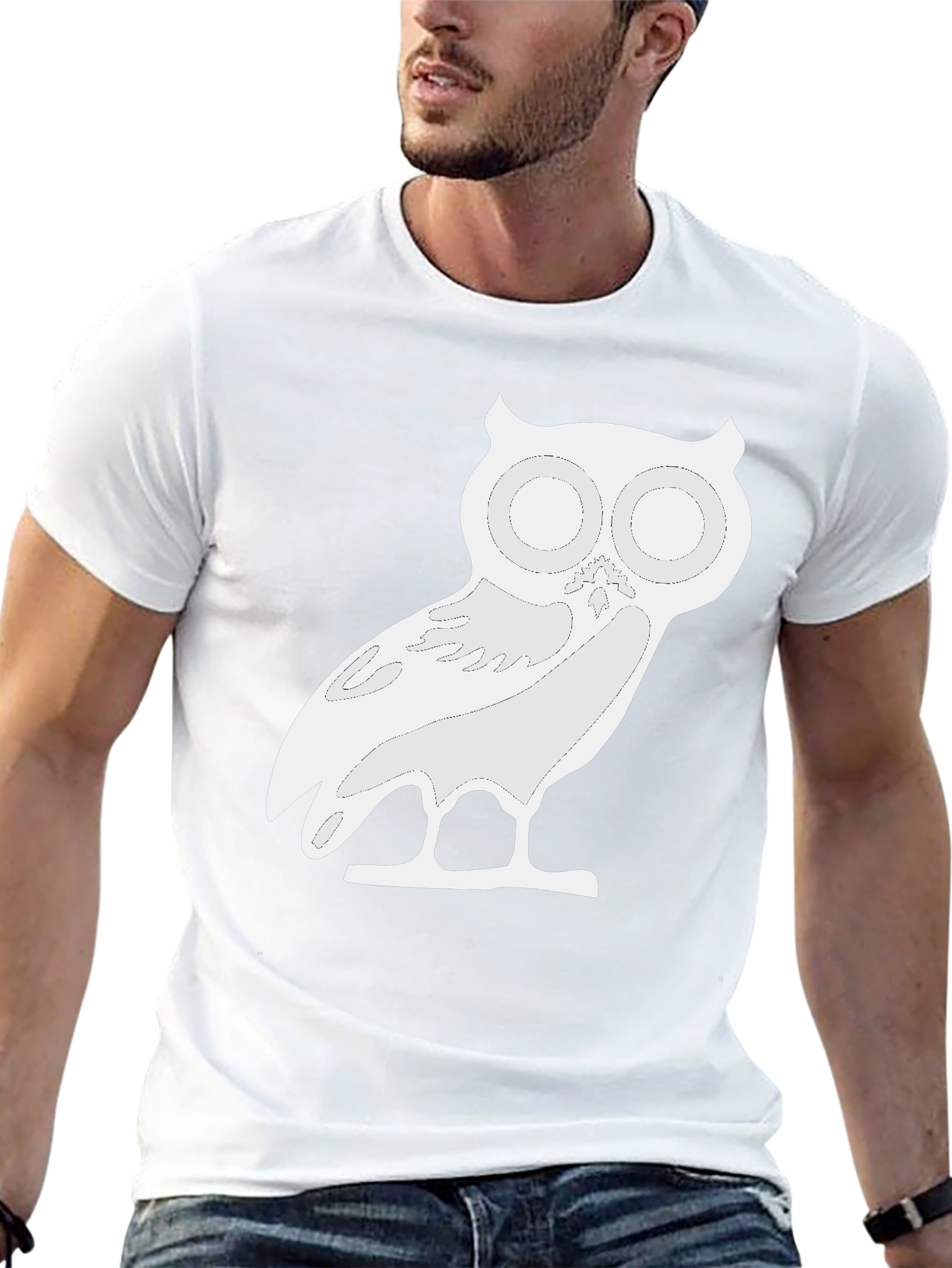 Owl Graphic T-Shirt - Black Cotton Blend Tee
