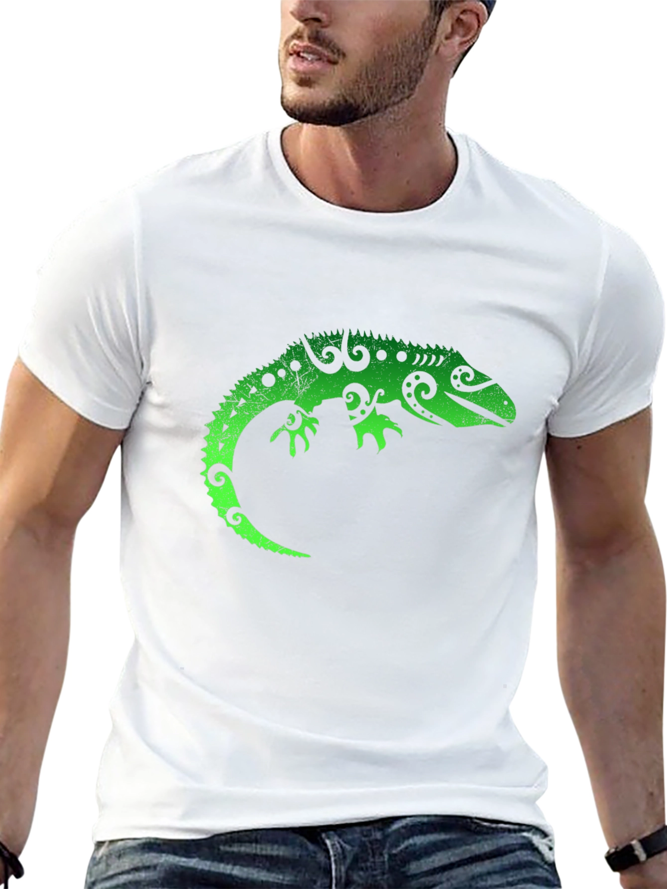 Green Lizard Graphic Tee - Cool Reptile T-Shirt