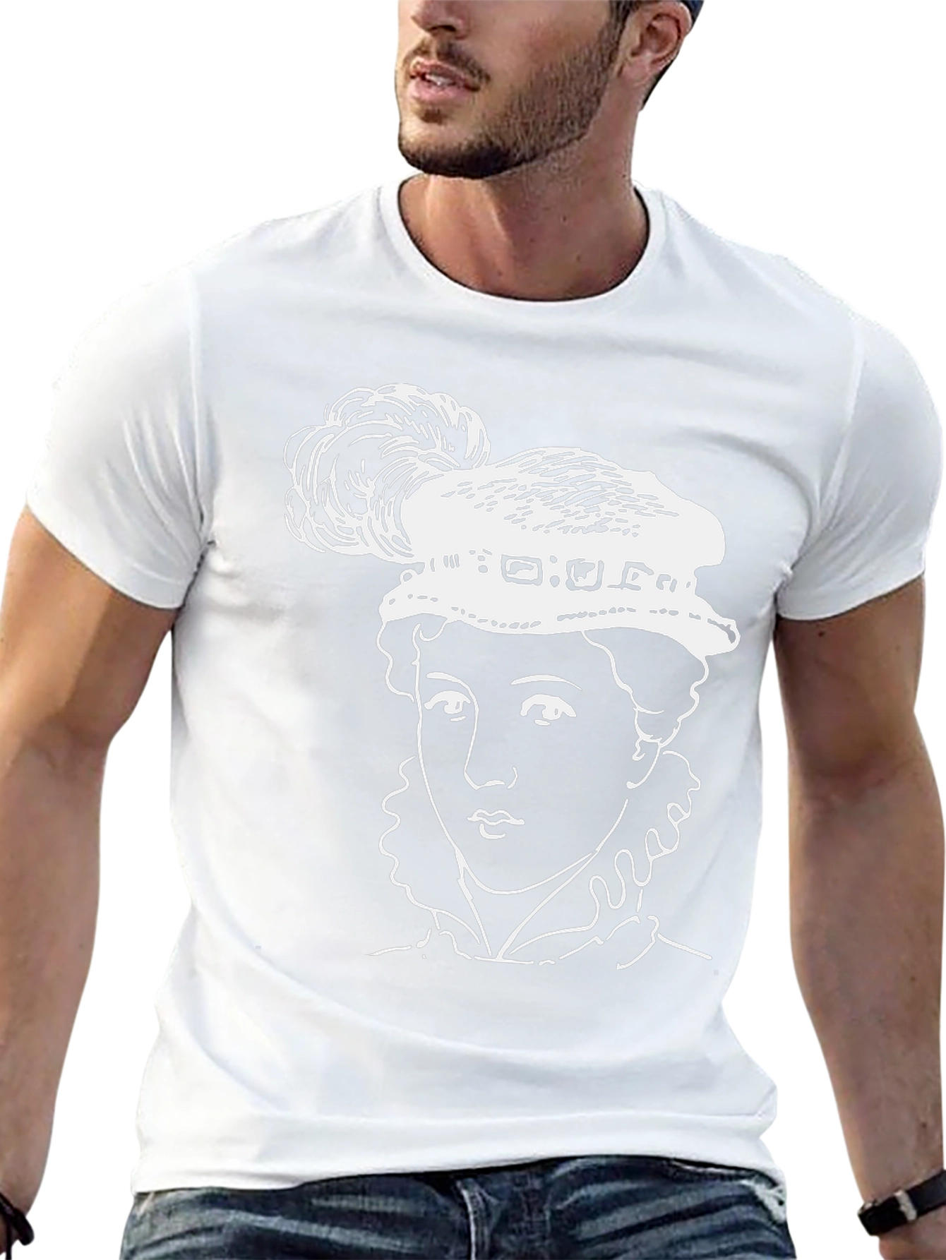 Black T-Shirt with Elizabethan Woman Graphic