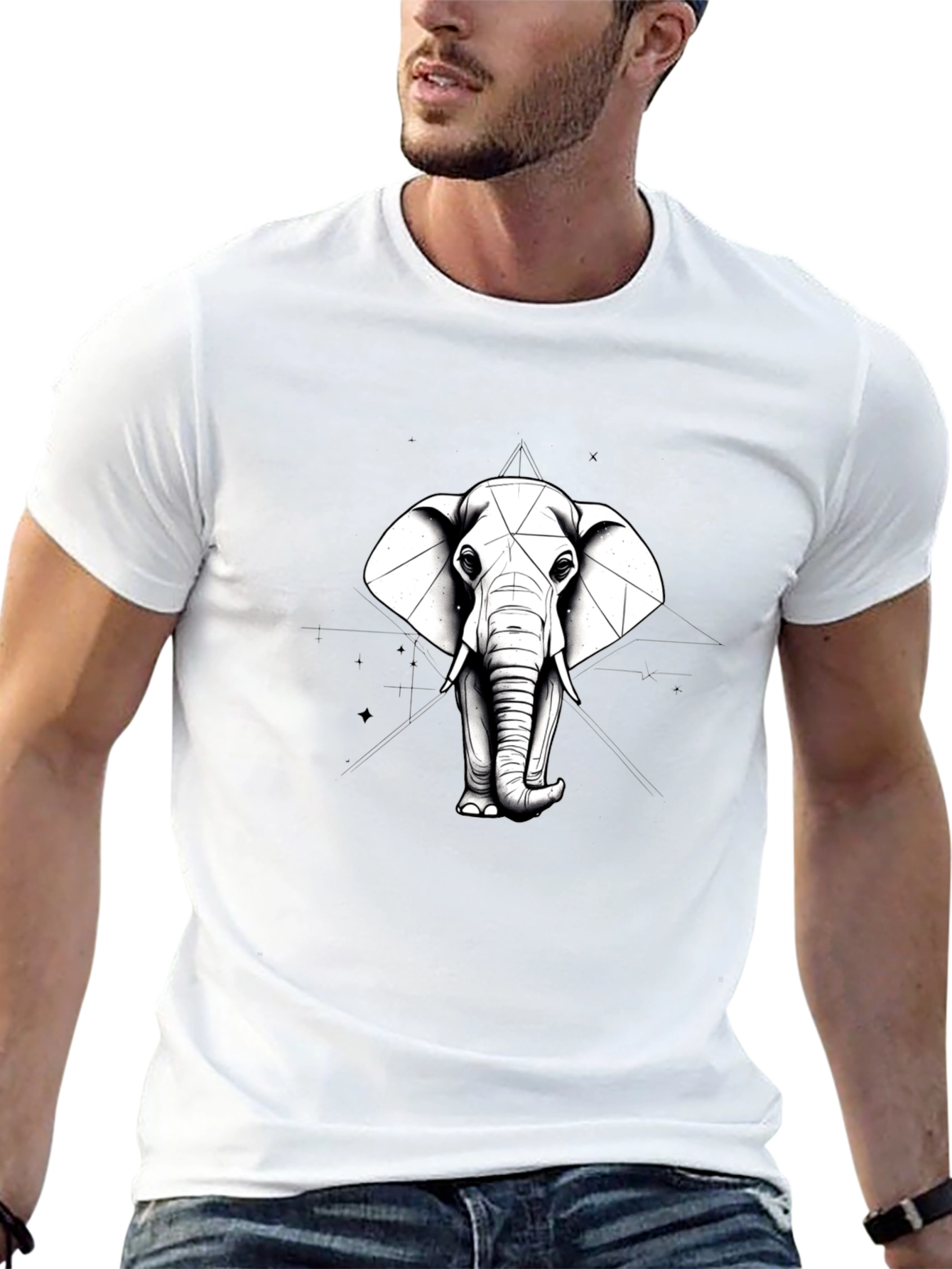 Elephant Geometric T-Shirt - Unisex Graphic Tee