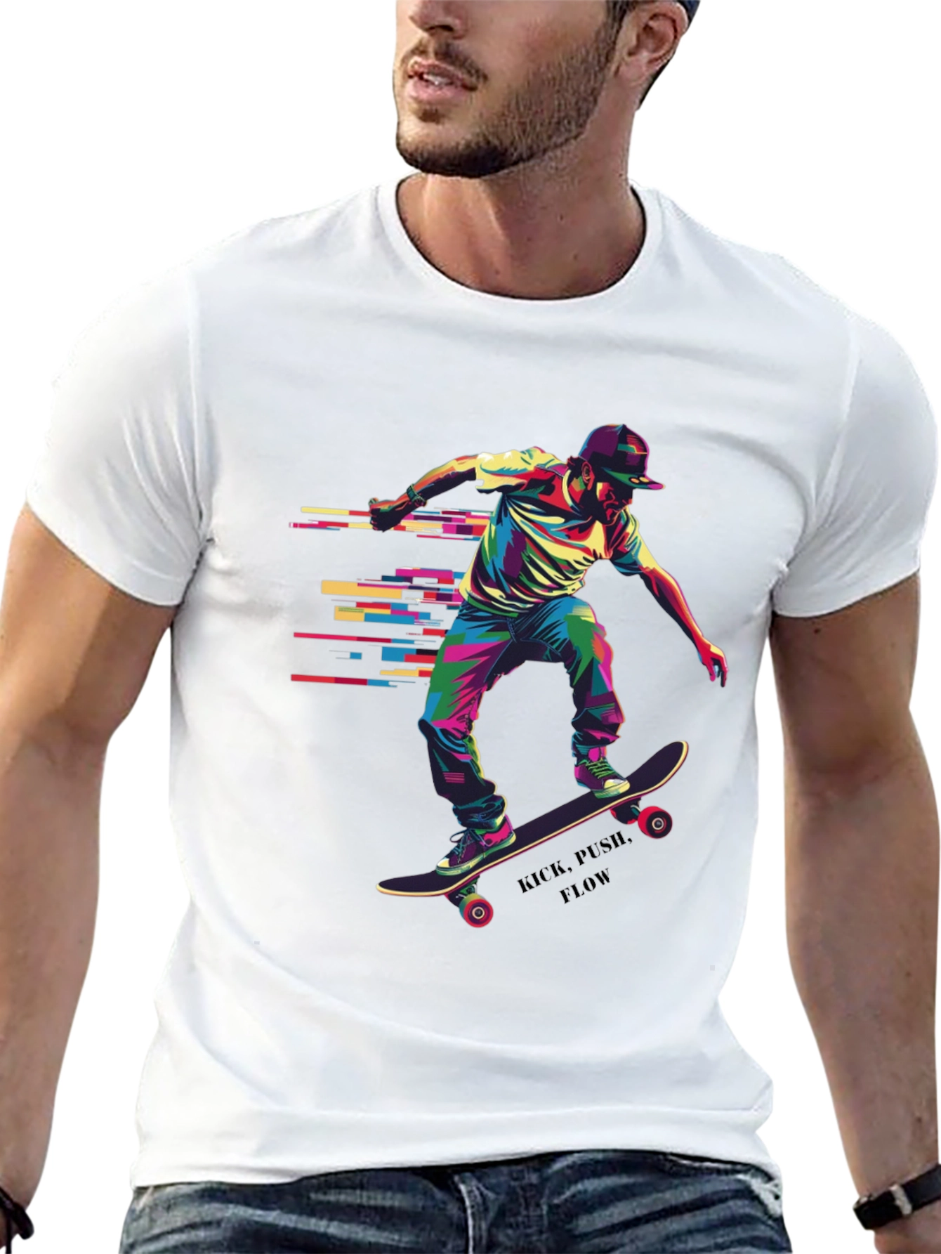 Skateboarder Graphic Tee - Kick Push Flow