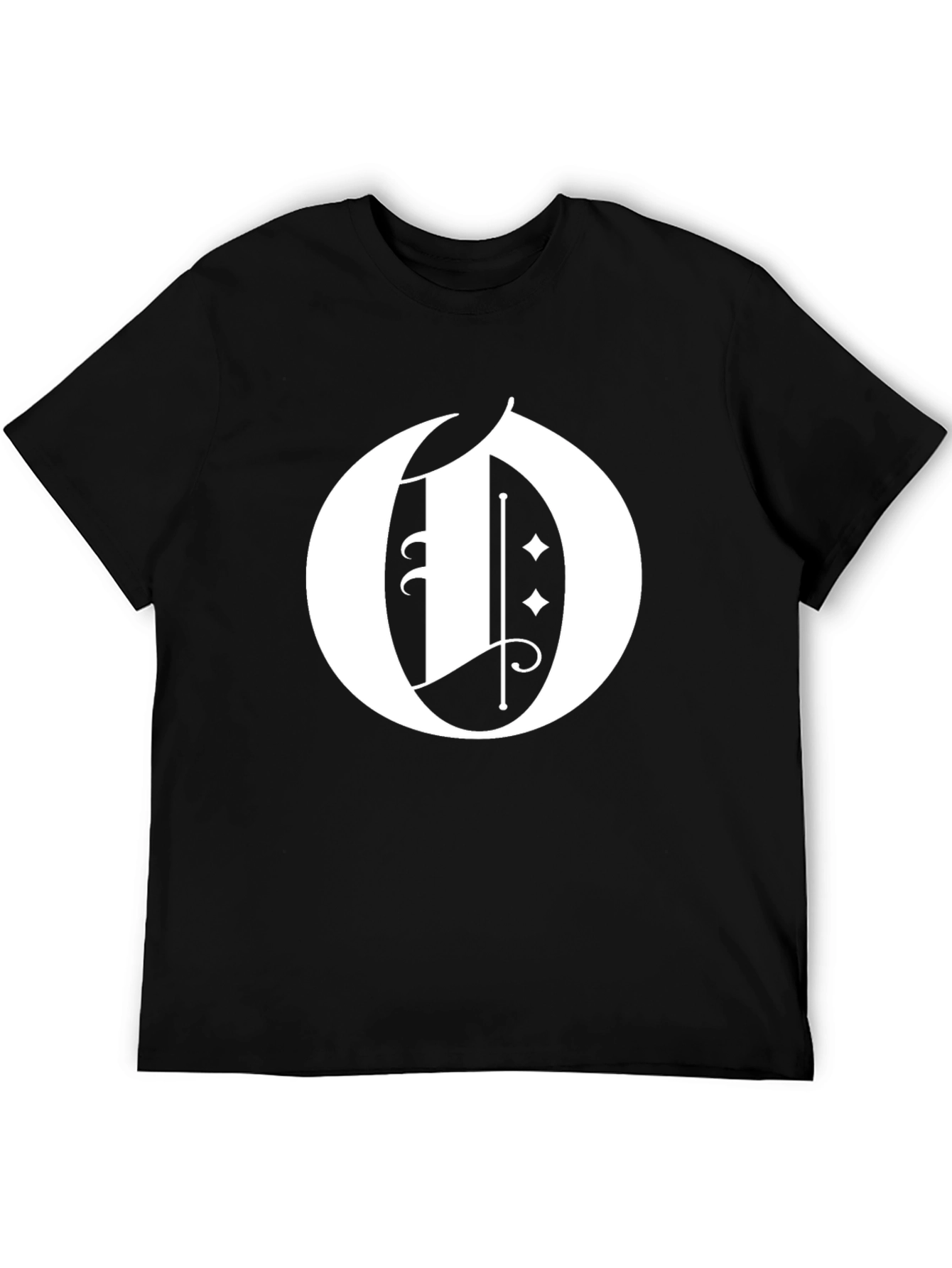 Letter O Graphic Print Black T-Shirt