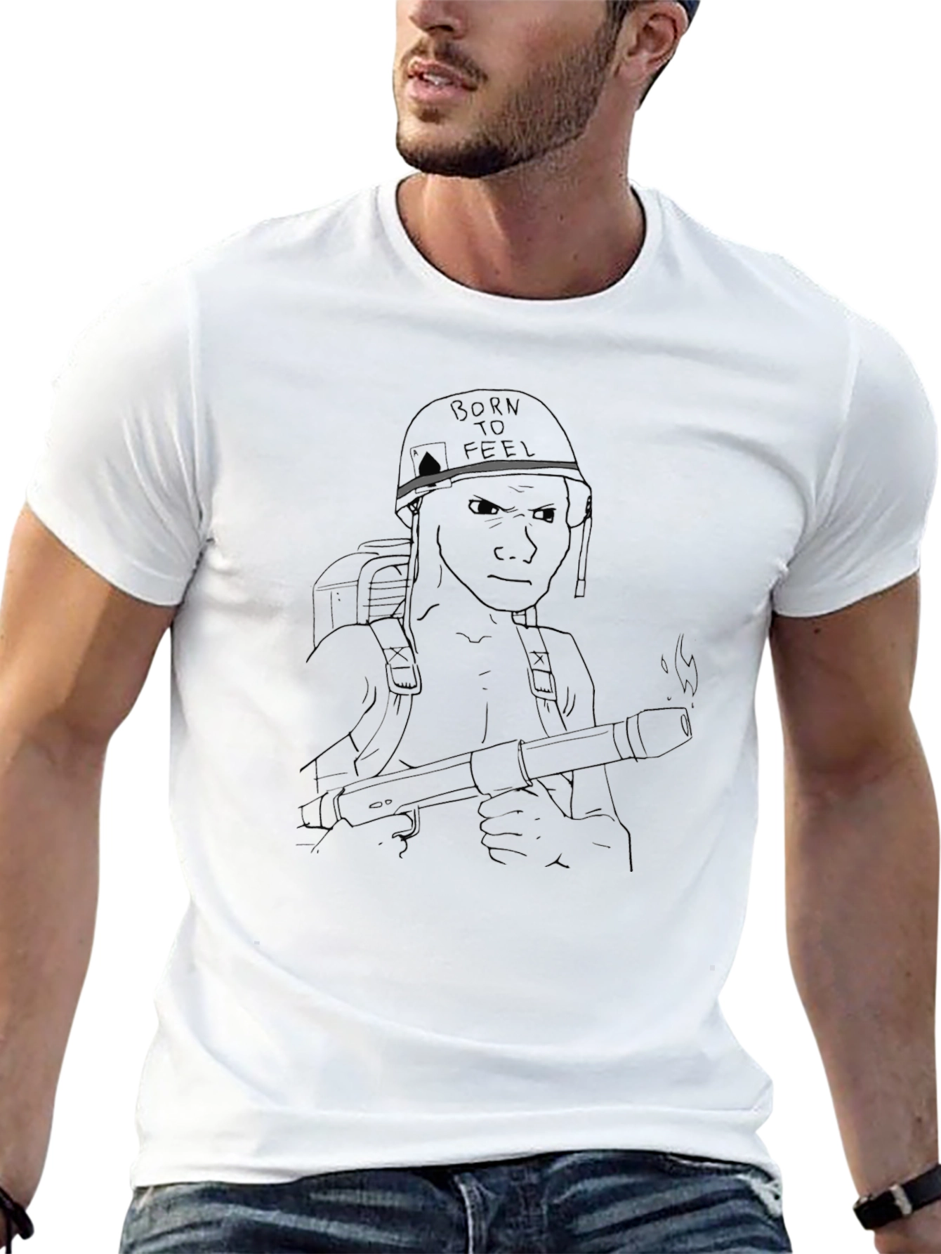 Tactical Soldier Graphic Tee - Black Cotton Casual Wear