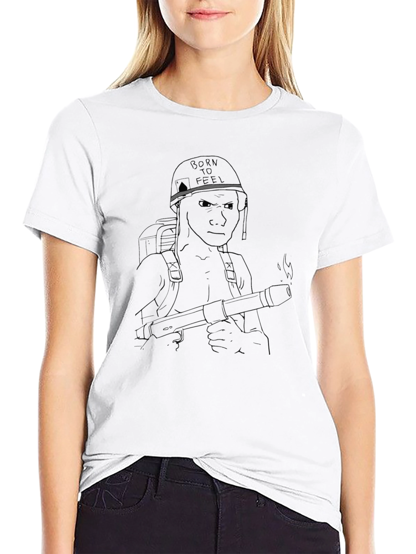 Tactical Soldier Graphic Tee - Black Cotton Casual Wear