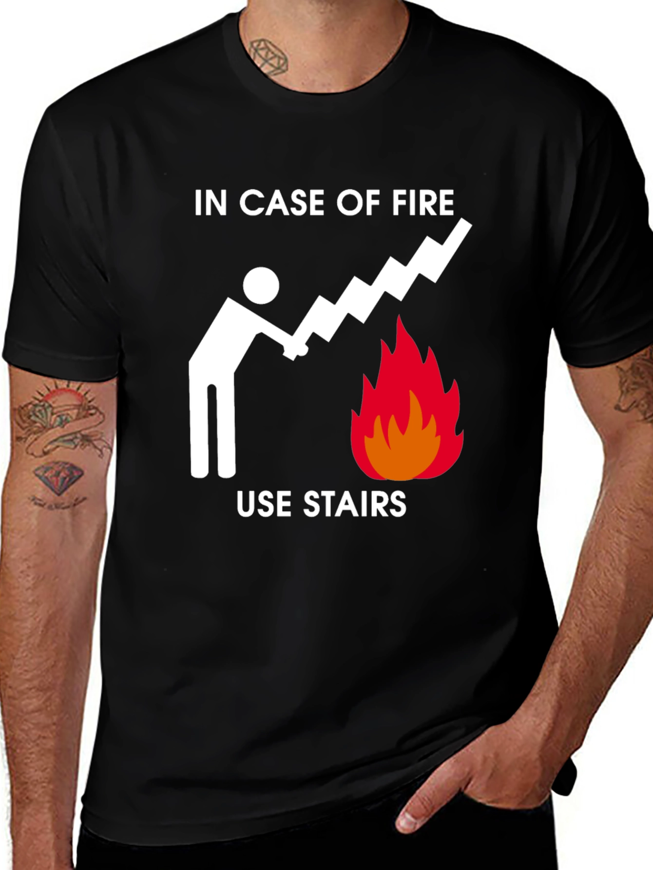 In Case of Fire Use Stairs Funny Graphic Tee