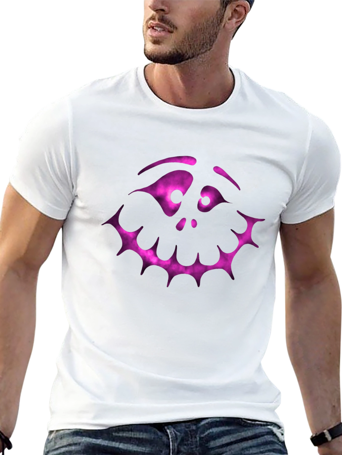 Spooky Face Graphic Tee - Black Halloween Shirt