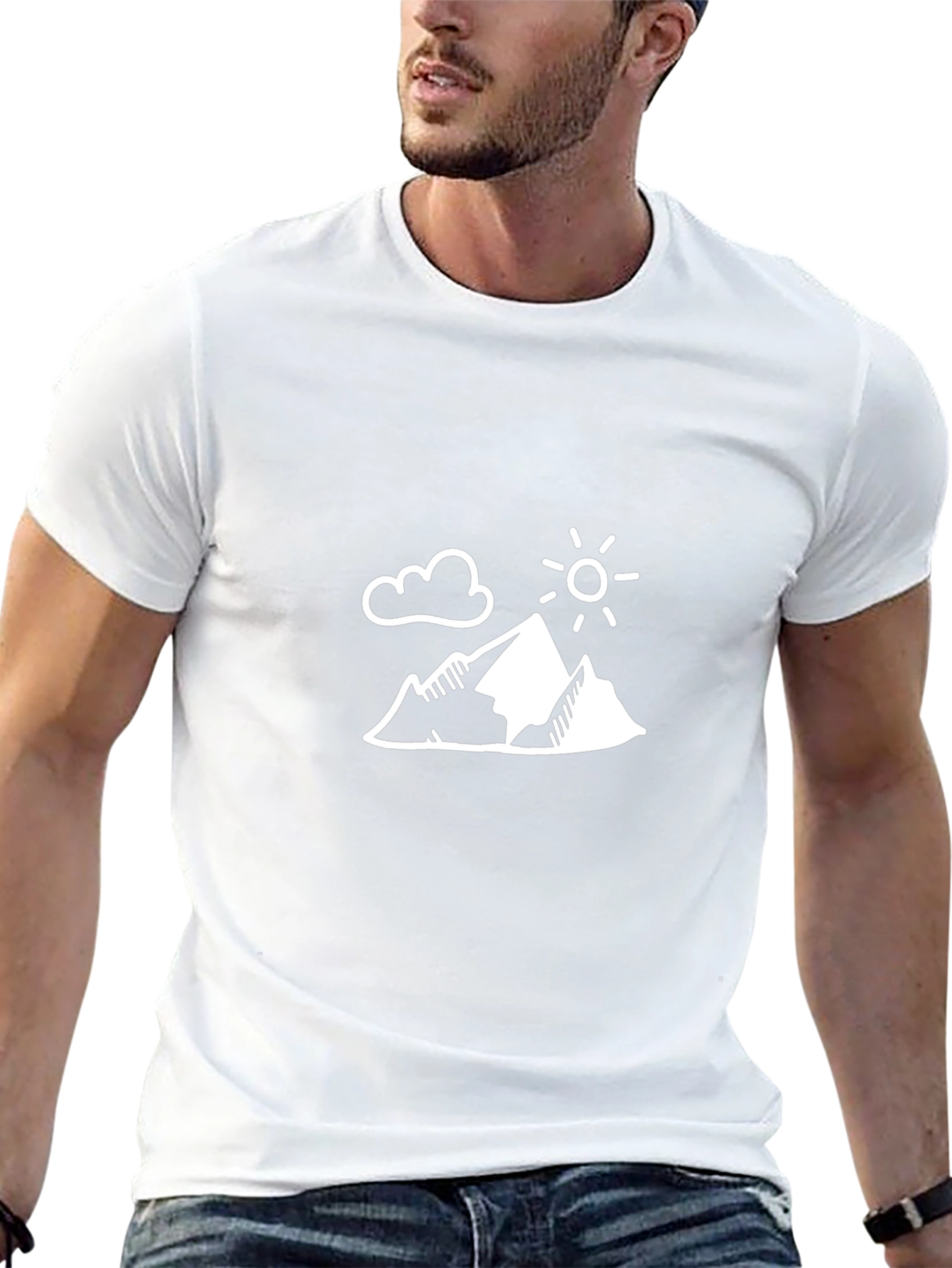 Mountain Scene Graphic Tee - Black Casual Shirt