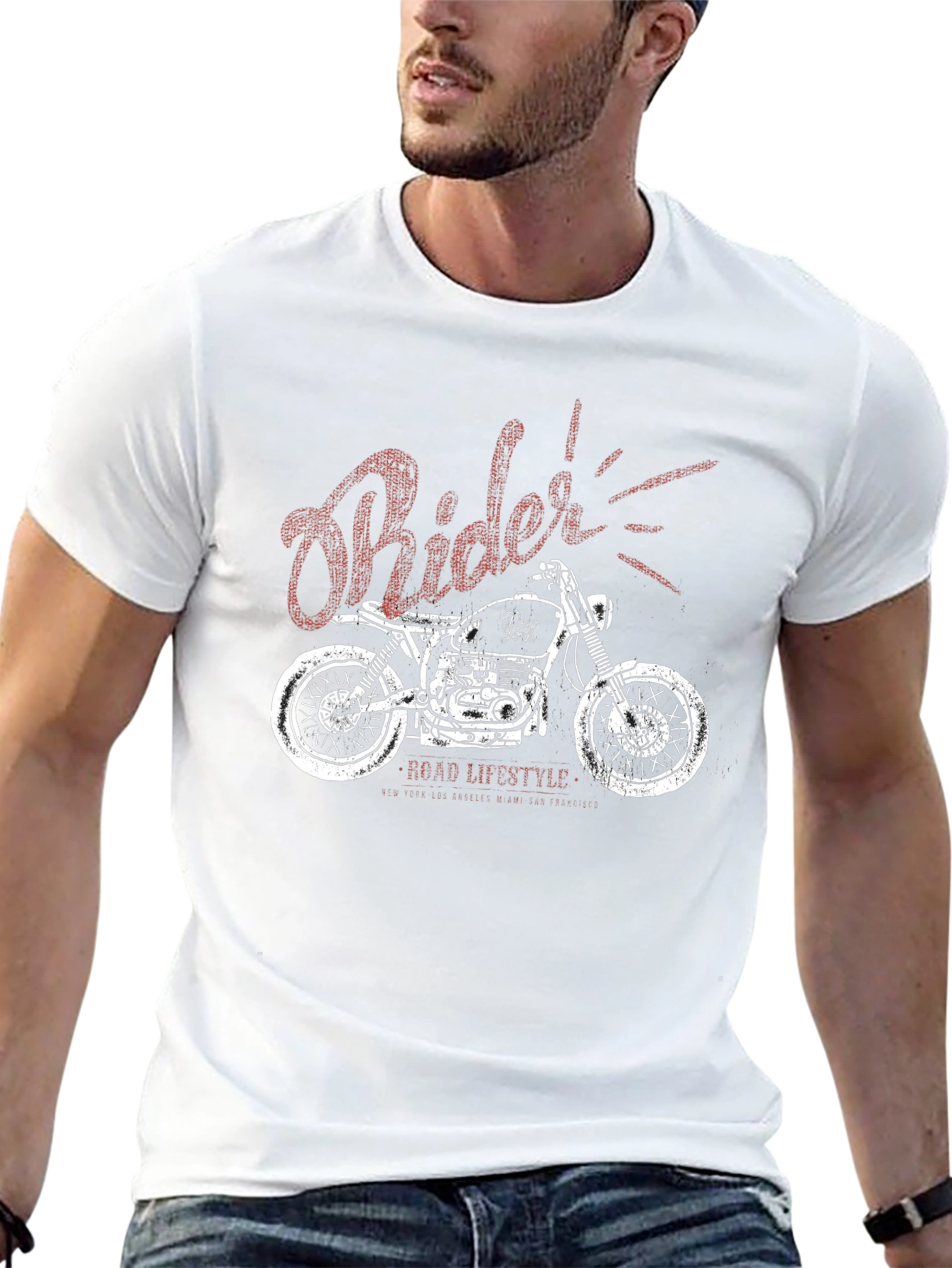 Rider Motorcycle Graphic Black T-Shirt