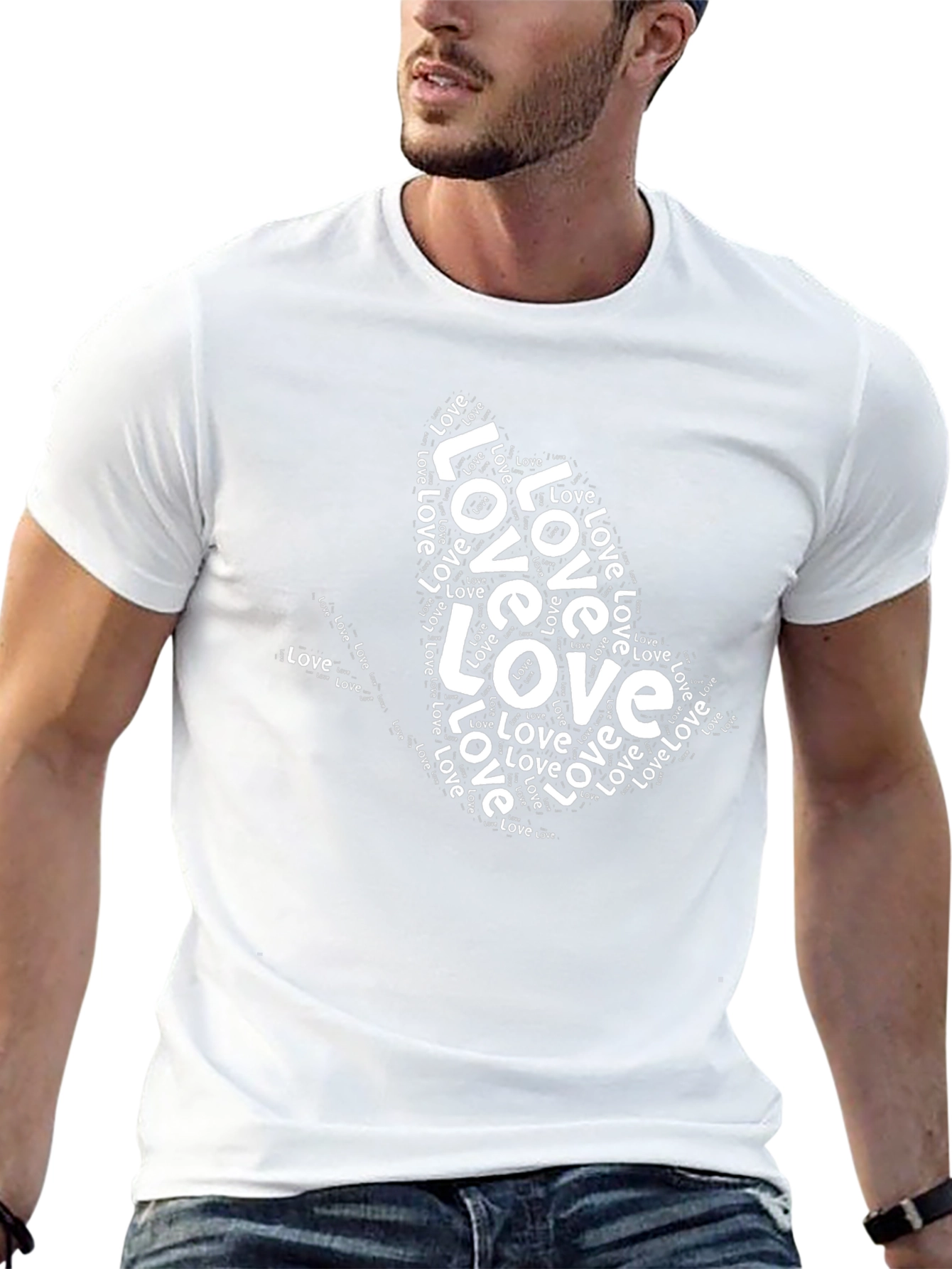 Love Word Art Black T-Shirt