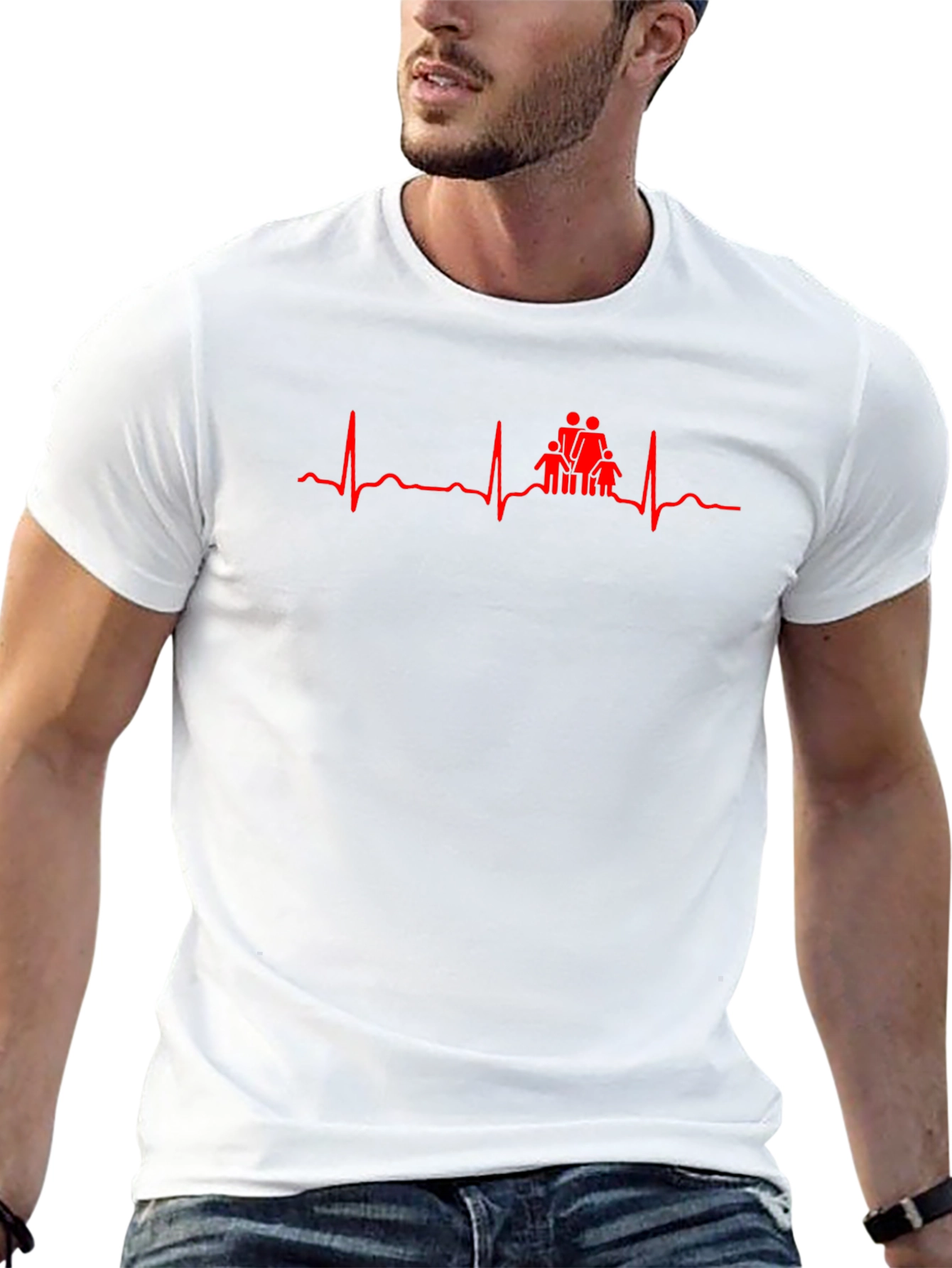 Family Heartbeat Graphic Tee - Black