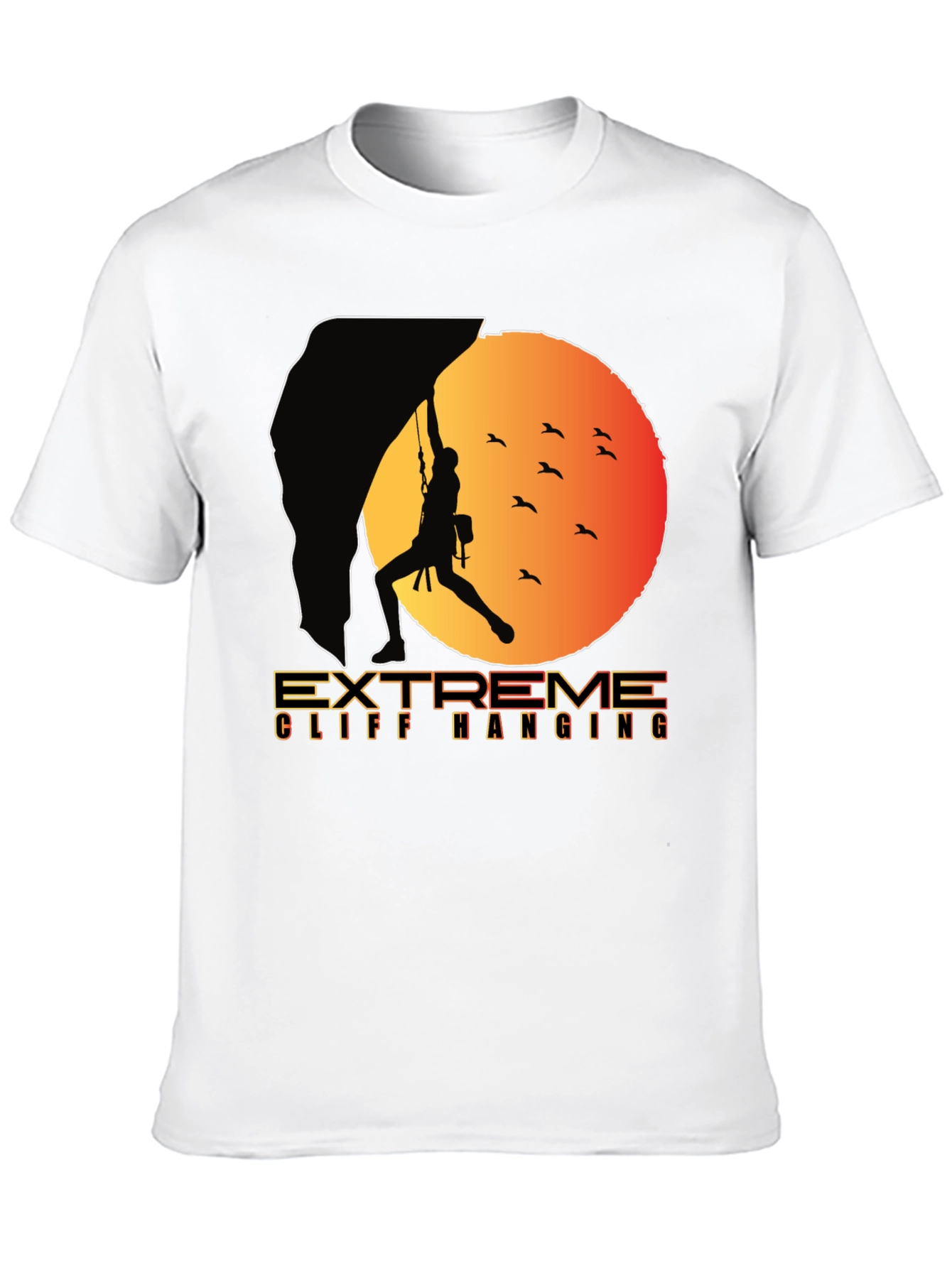 Extreme Cliff Hanging T-Shirt - Rock Climbing Adventure Tee