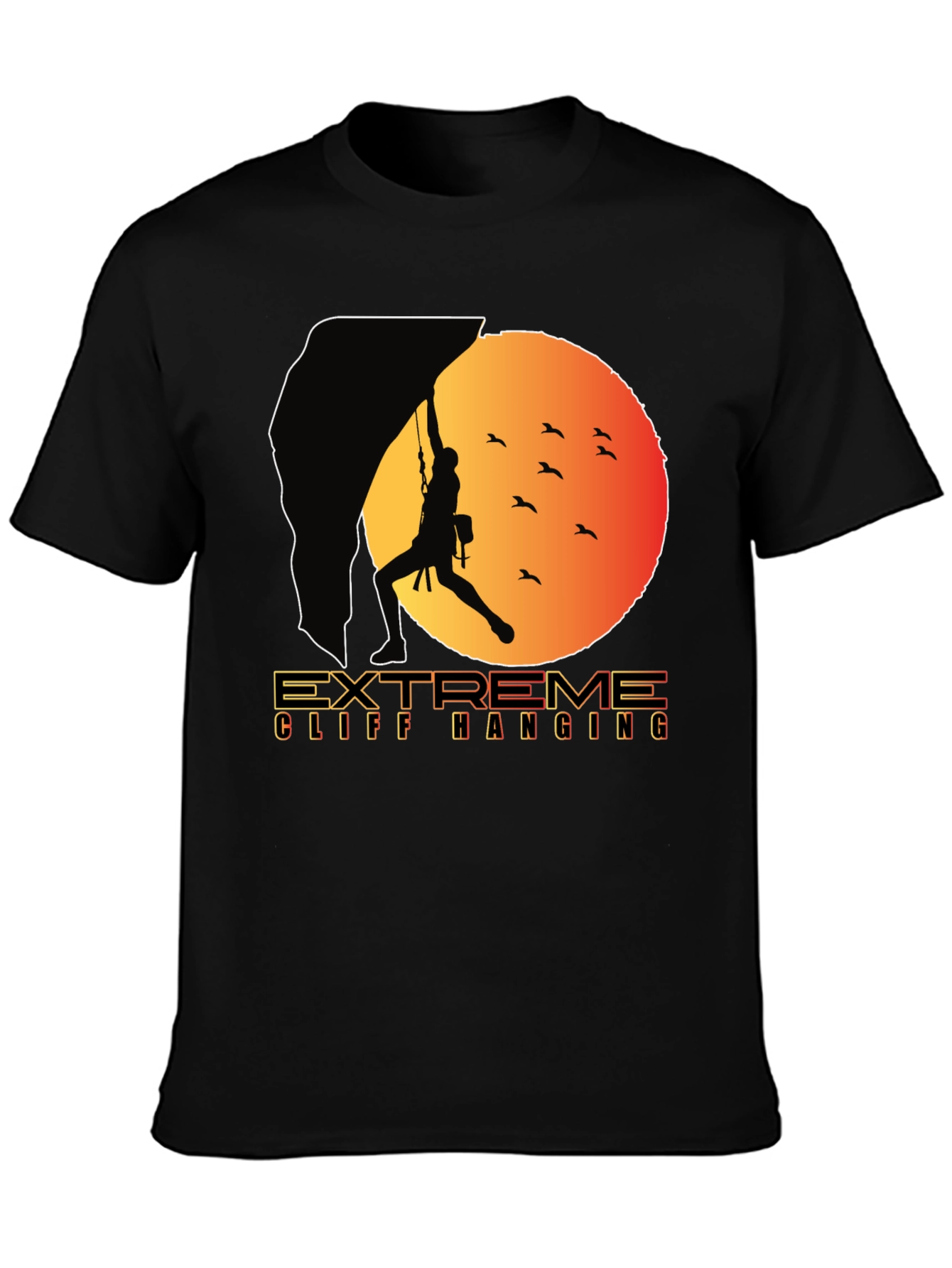 Extreme Cliff Hanging T-Shirt - Rock Climbing Adventure Tee