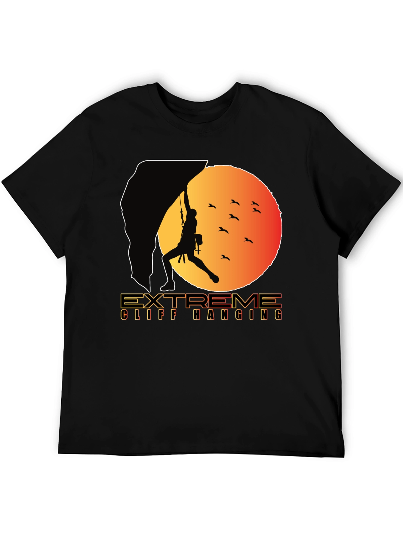 Extreme Cliff Hanging T-Shirt - Rock Climbing Adventure Tee