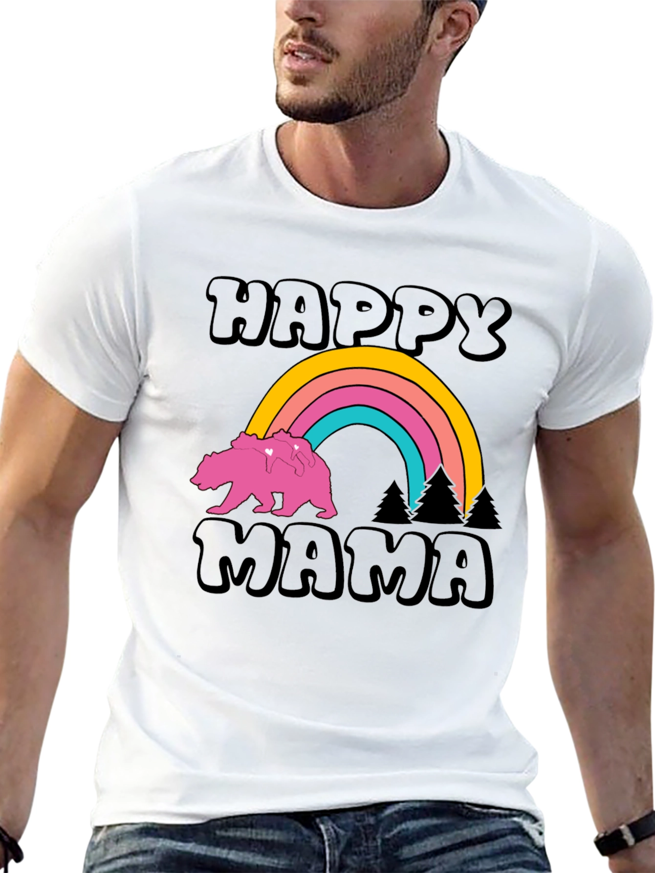 Happy Mama Bear Rainbow Graphic Tee