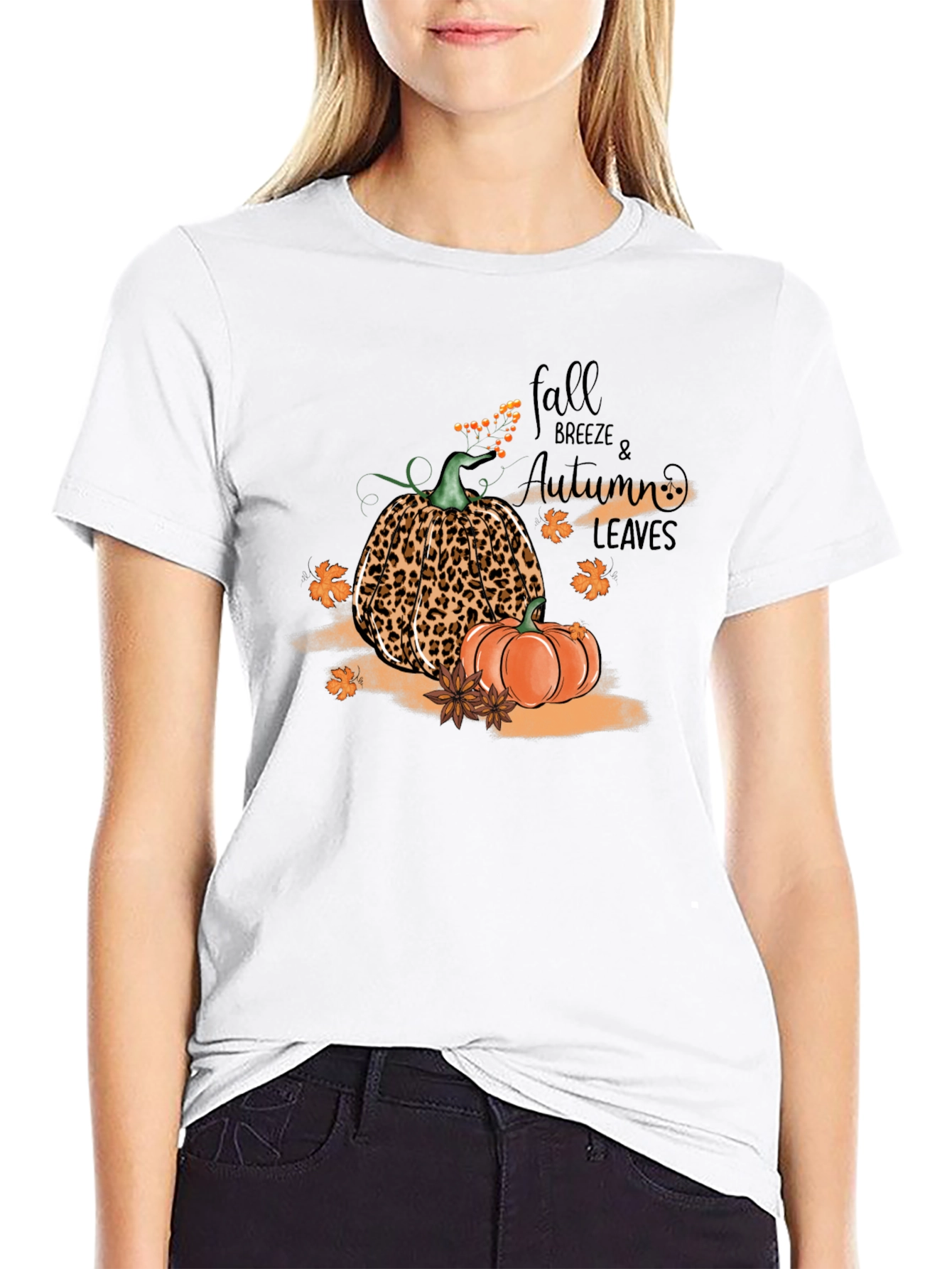 Fall Breeze Autumn Leaves Graphic T-Shirt