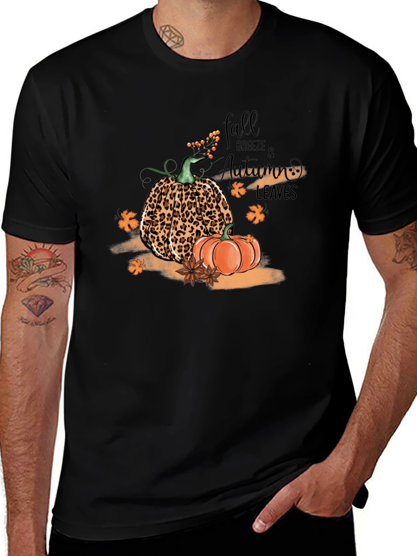 Fall Breeze Autumn Leaves Graphic T-Shirt
