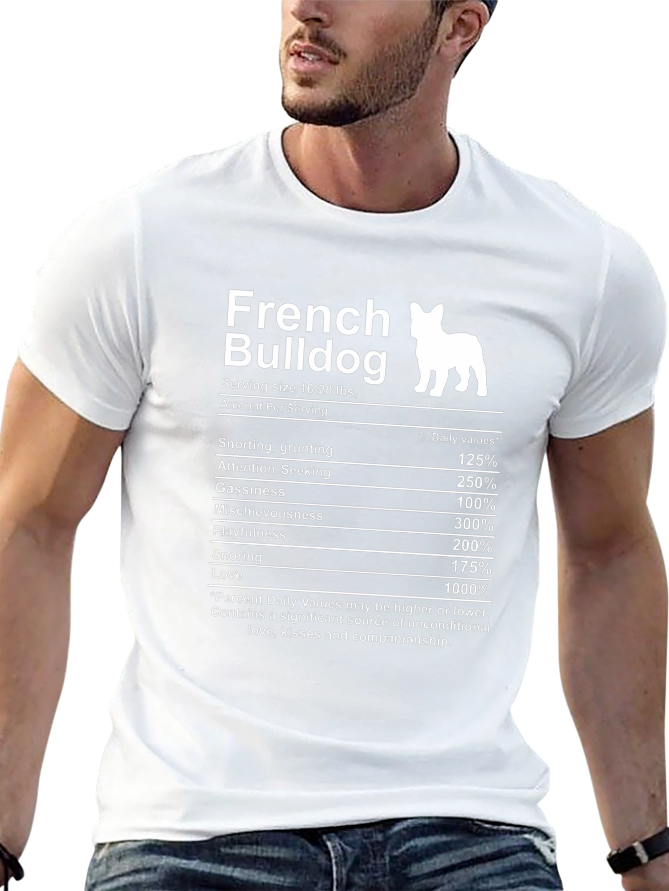 French Bulldog Nutrition Facts Black T-Shirt