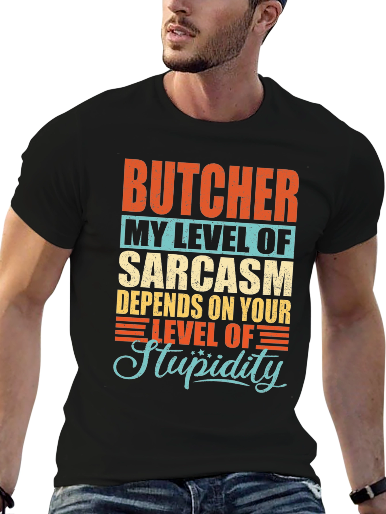 Butcher Sarcasm Level Graphic T-Shirt