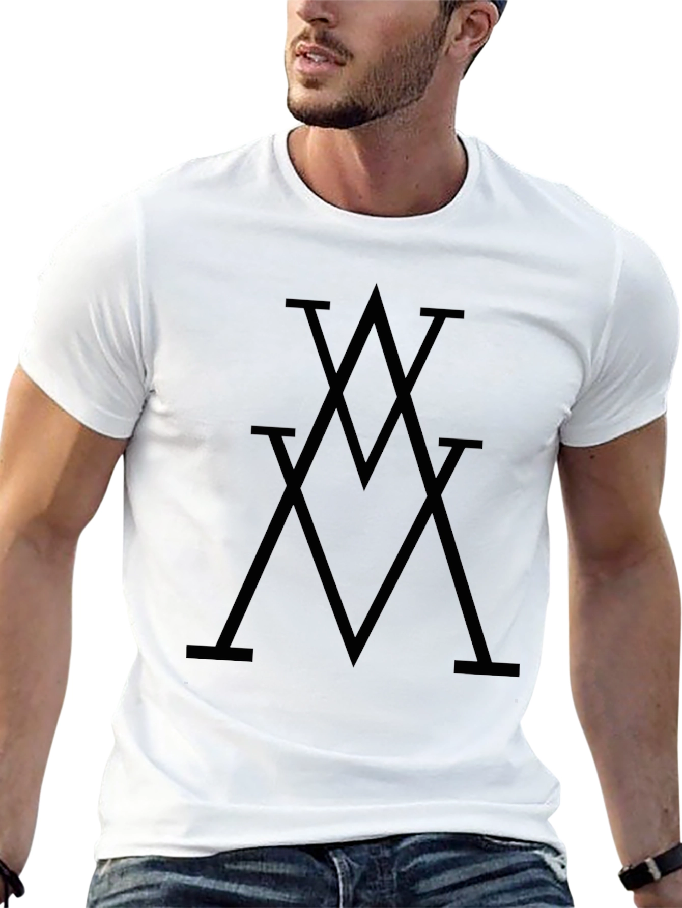 Modern Black Graphic Tee - Geometric Design