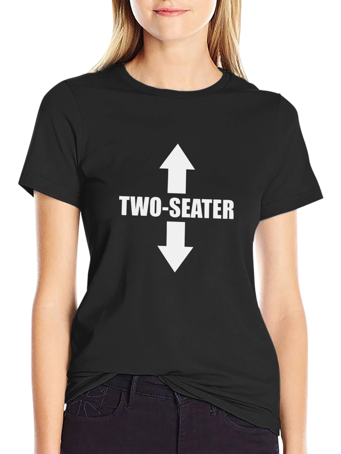 Two-Seater Graphic Tee - Black Cotton T-Shirt