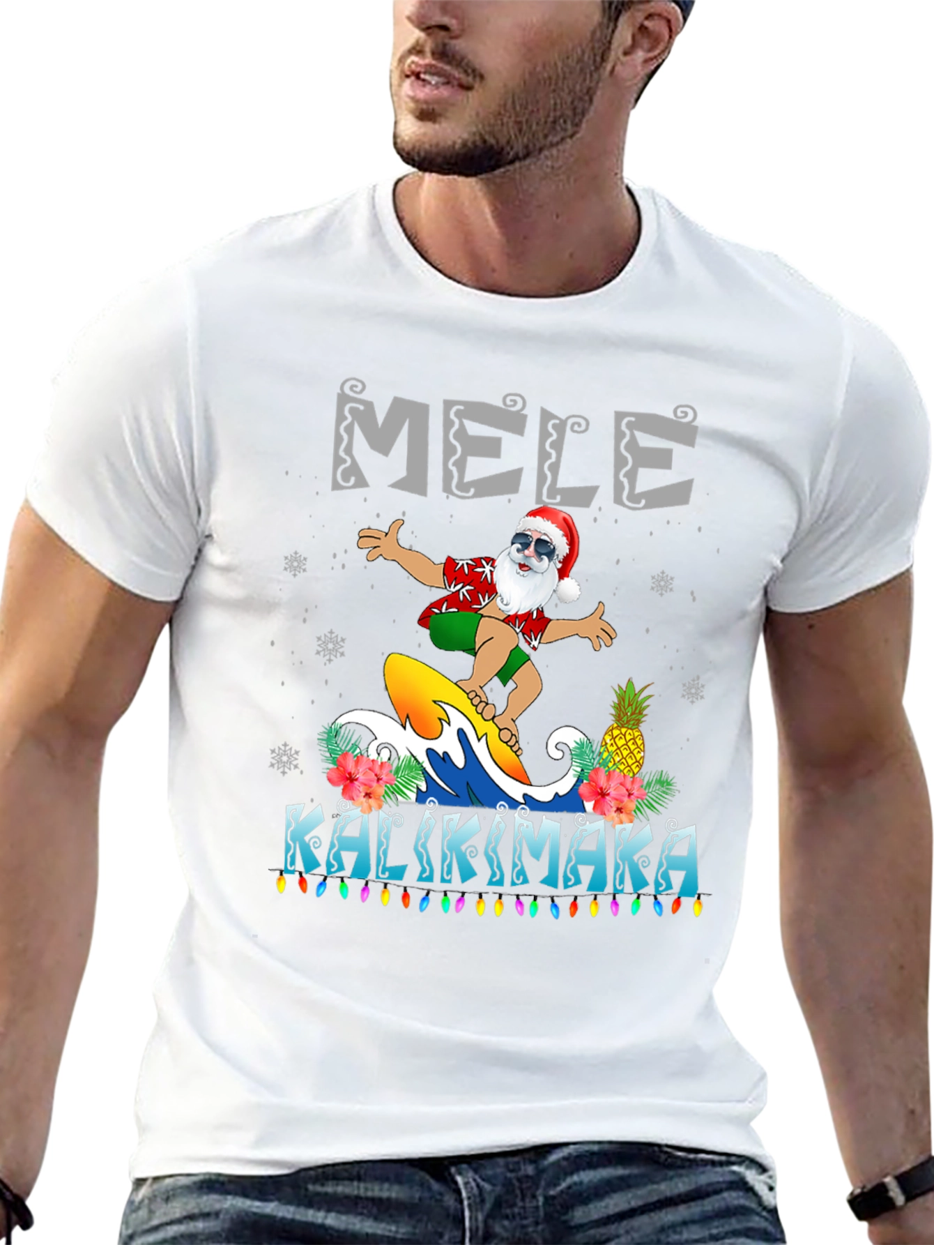 Mele Kalikimaka Surfing Santa T-Shirt