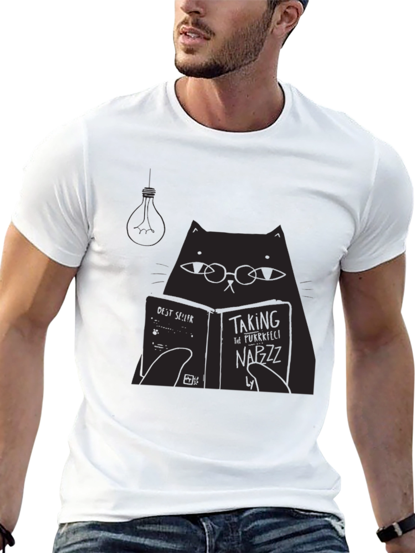Cat Reading Book T-Shirt