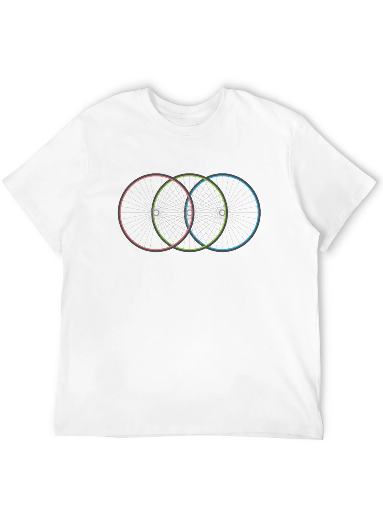 Mens Black Graphic T-Shirt - Overlapping Wheels Design