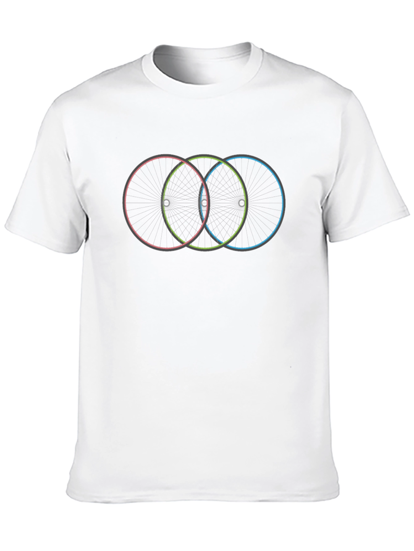 Mens Black Graphic T-Shirt - Overlapping Wheels Design
