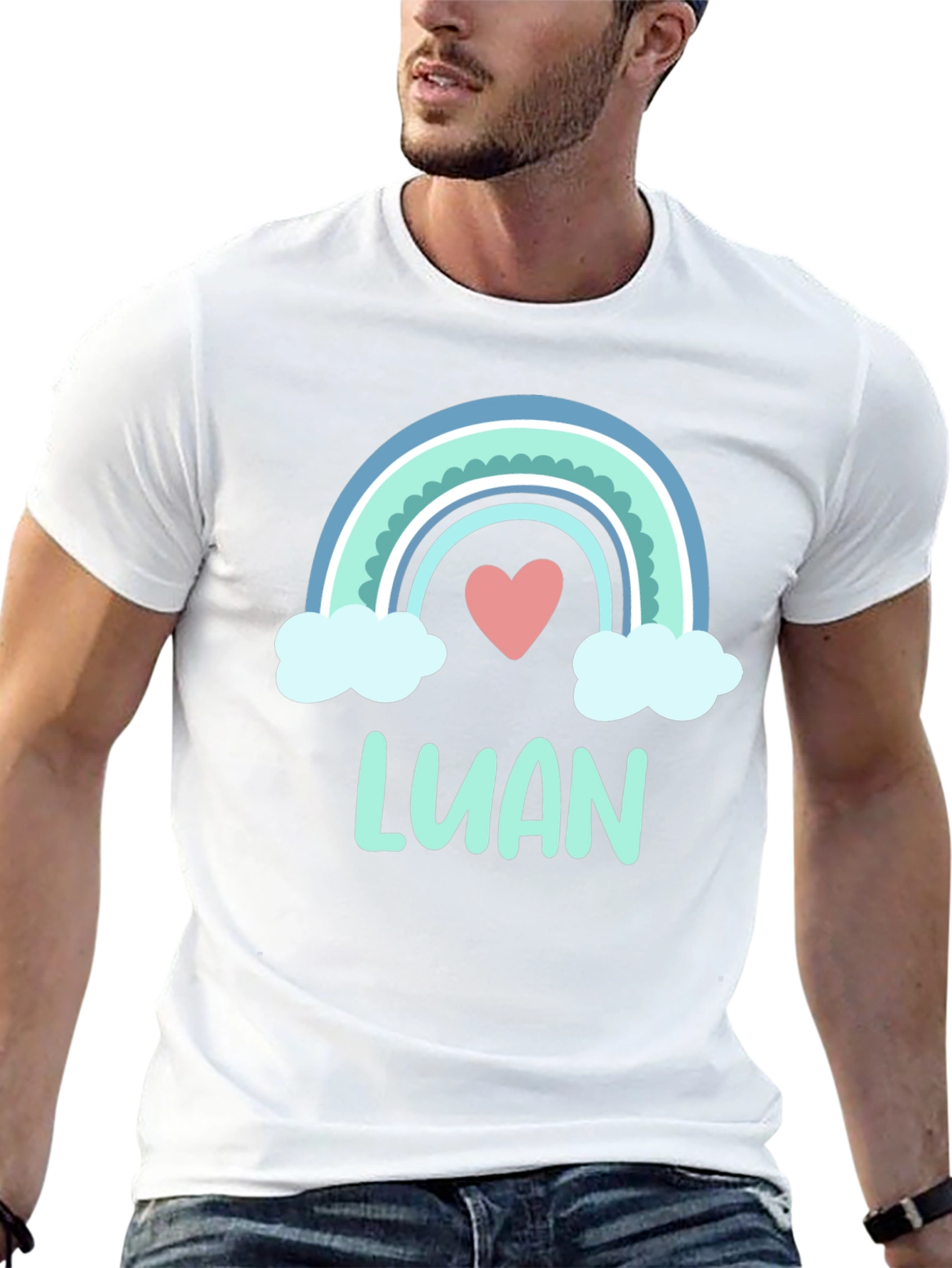 Luan Rainbow Heart Graphic Black T-Shirt