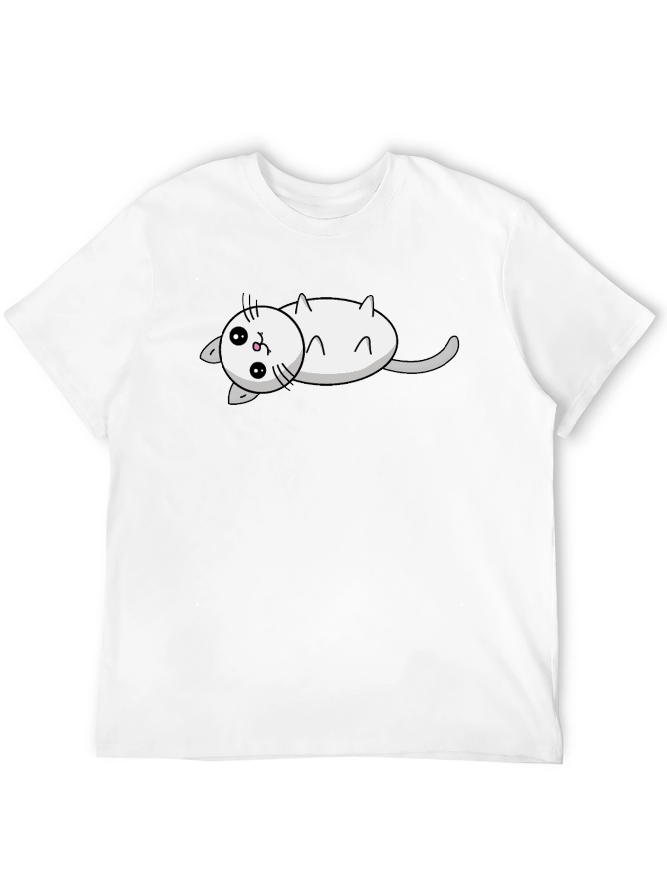 Cute Cat Cartoon Black T-Shirt