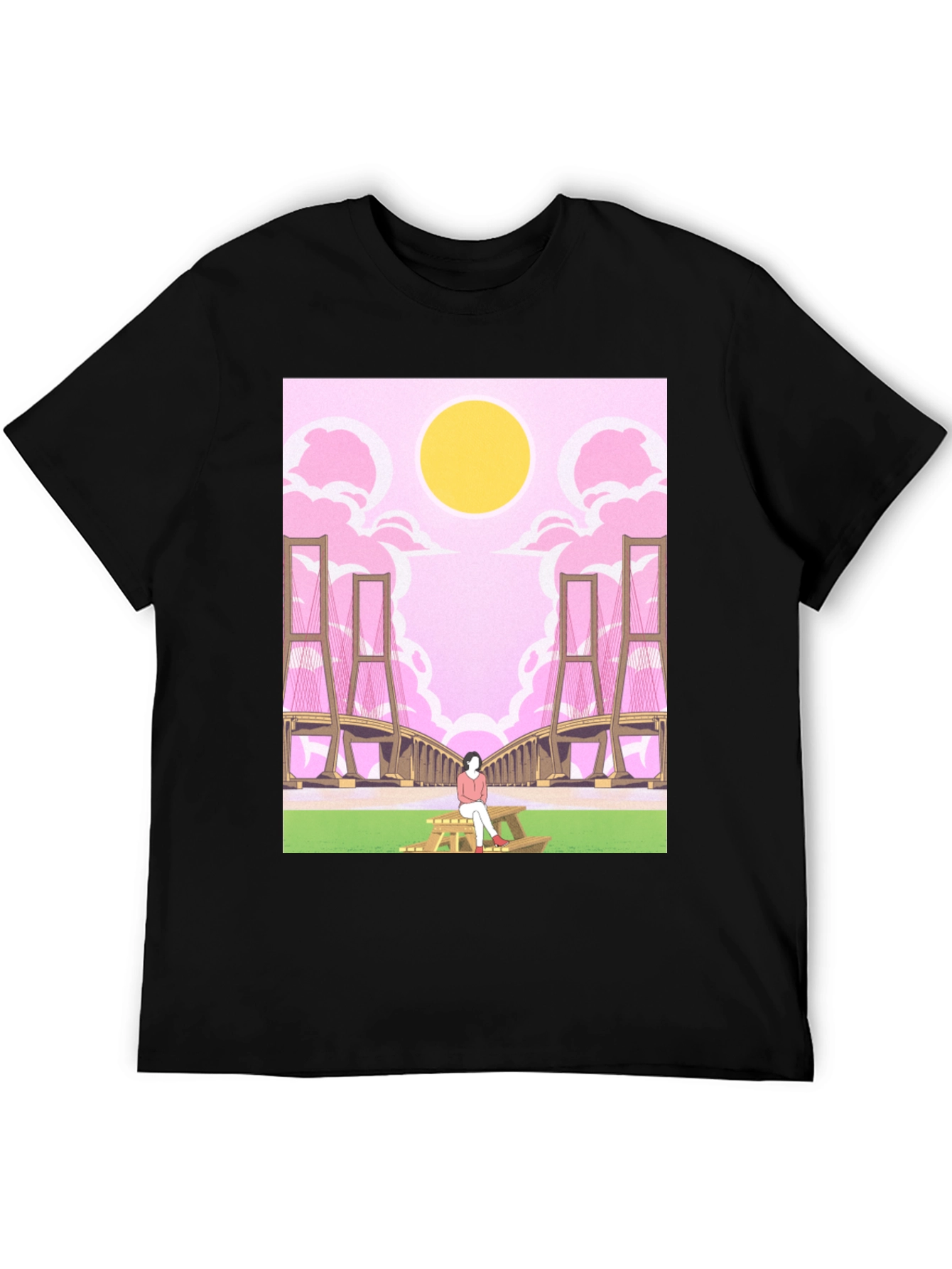 Pink Bridge Graphic Tee - Anime Style