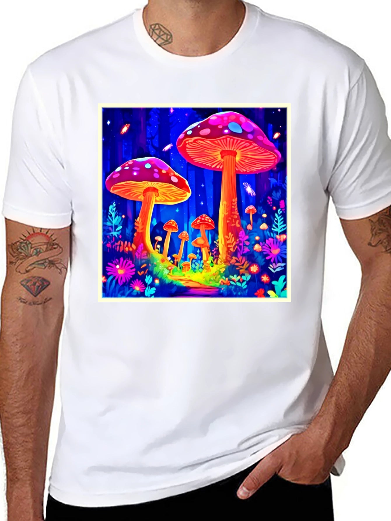 Psychedelic Mushroom Forest Graphic Tee