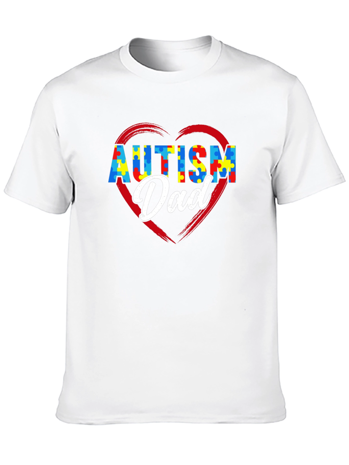 Autism Dad Puzzle Heart T-Shirt