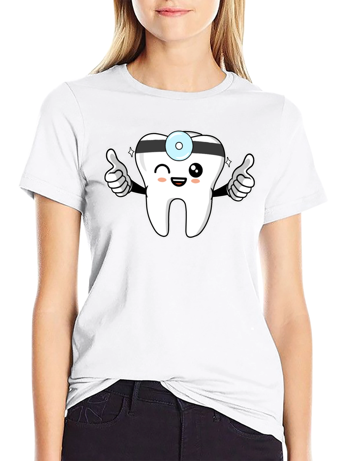 Doctor Tooth Cartoon Graphic Black Tee