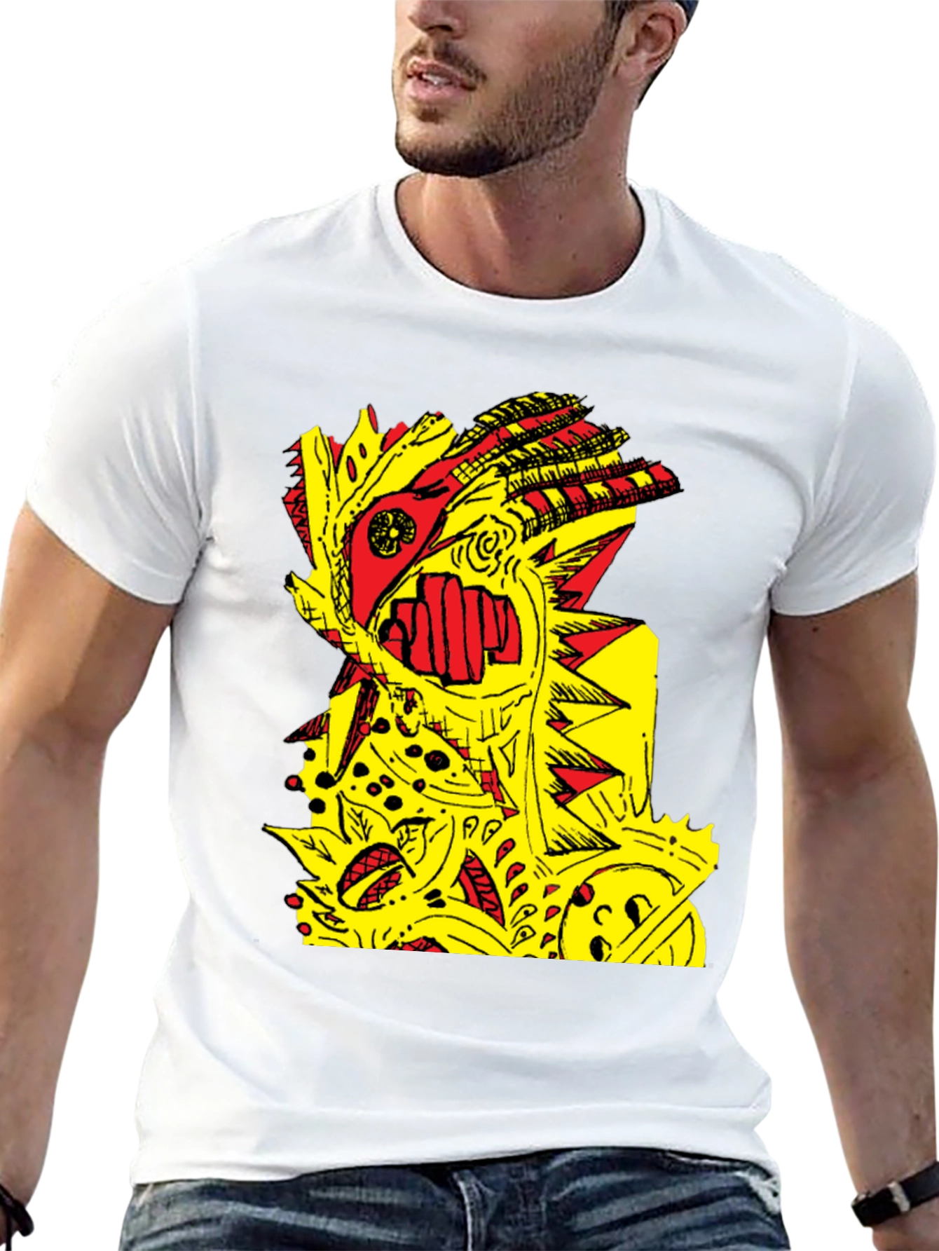 Abstract Graphic Print Black Crew Neck T-Shirt