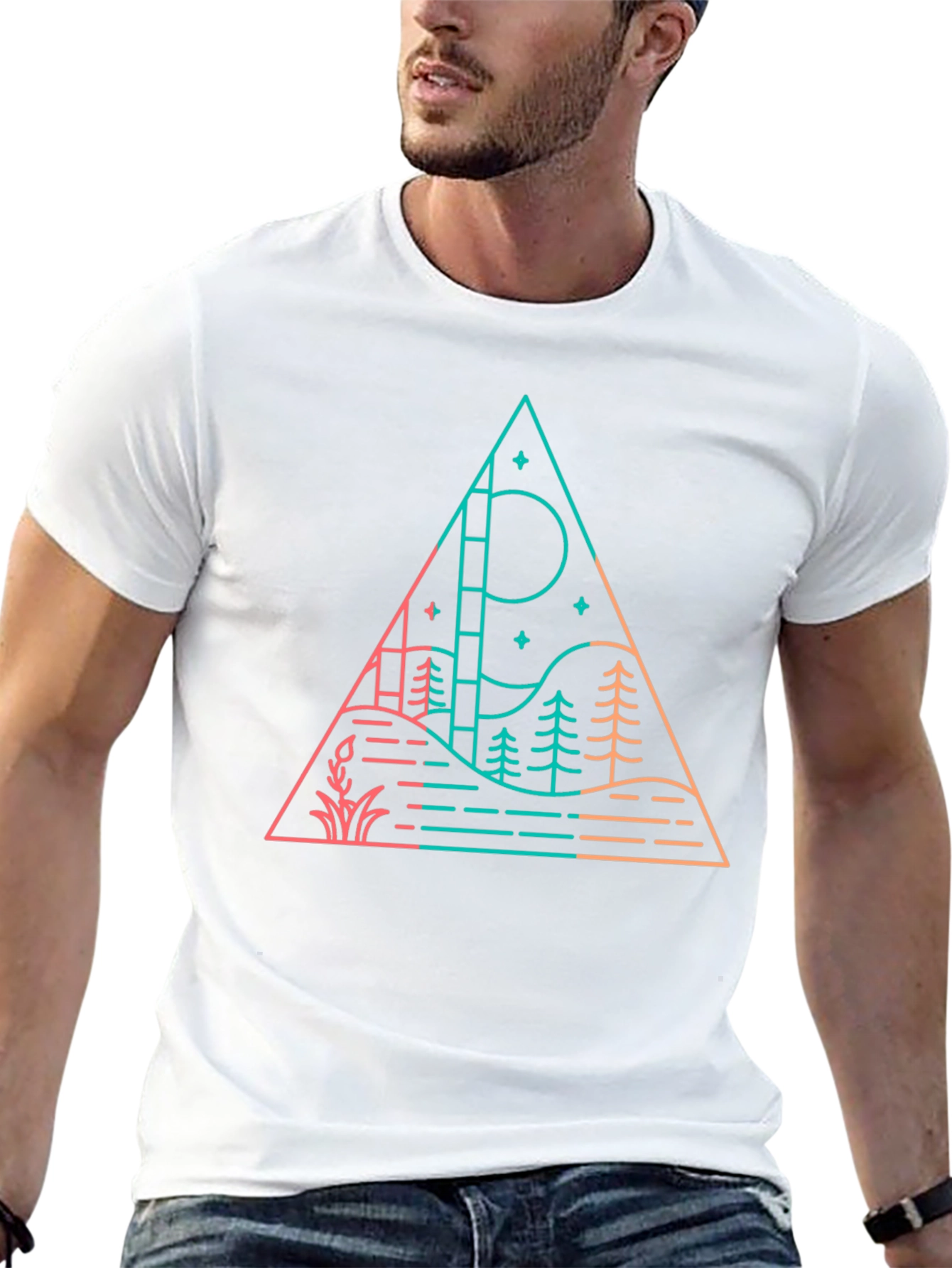 Modern Geometric Mountain T-Shirt