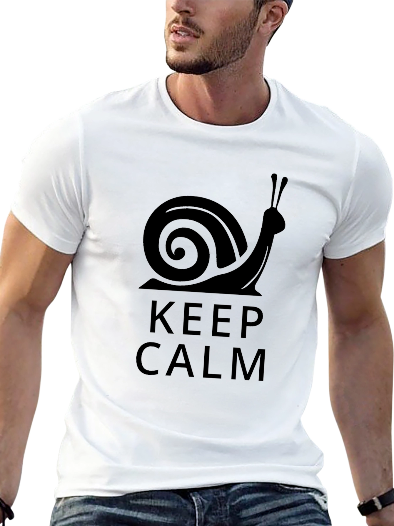 Keep Calm Snail Graphic T-Shirt - Black