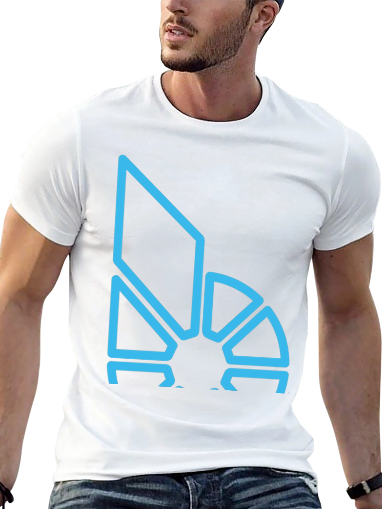 Geometric Blue Logo Black T-Shirt