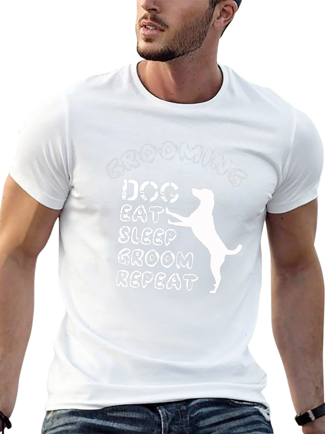 Dog Grooming T-Shirt: Eat Sleep Groom Repeat!