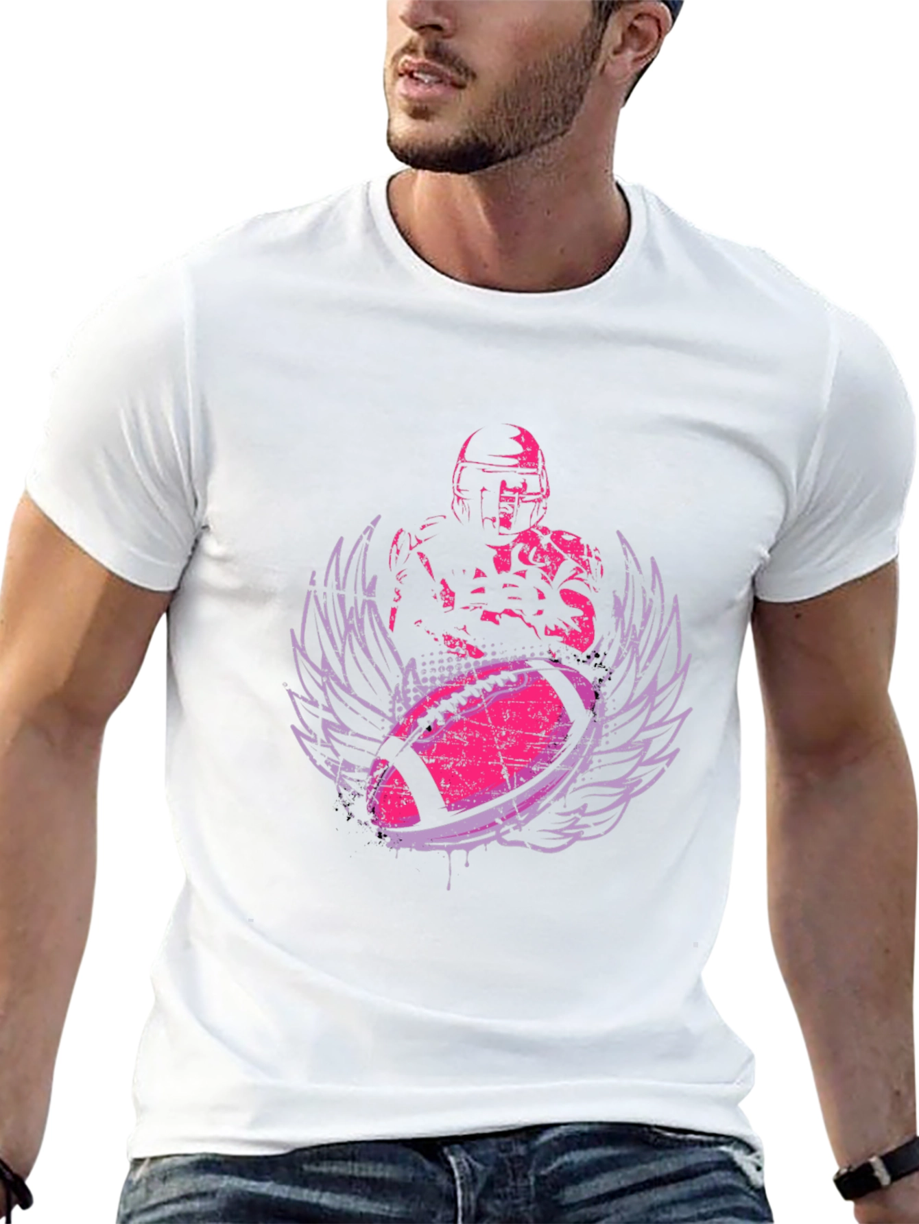 Football Player Graphic Tee - Stylish Sportswear