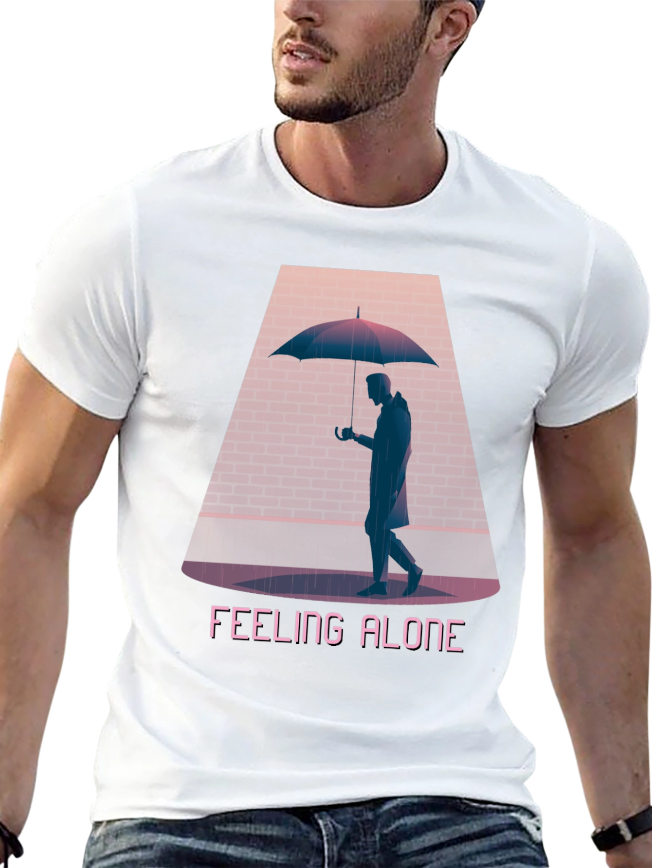 Feeling Alone Graphic Tee - Black Cotton T-Shirt