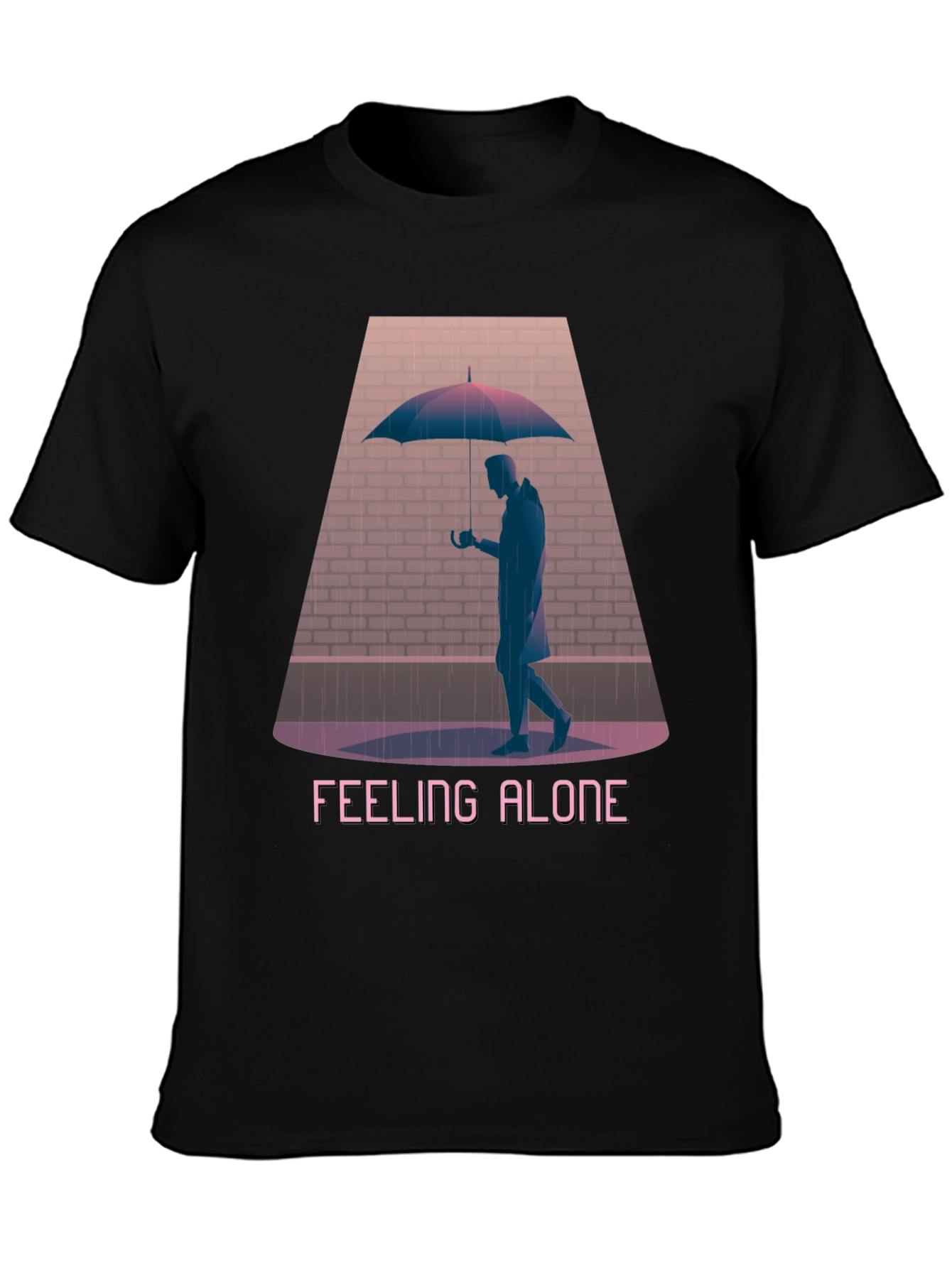 Feeling Alone Graphic Tee - Black Cotton T-Shirt