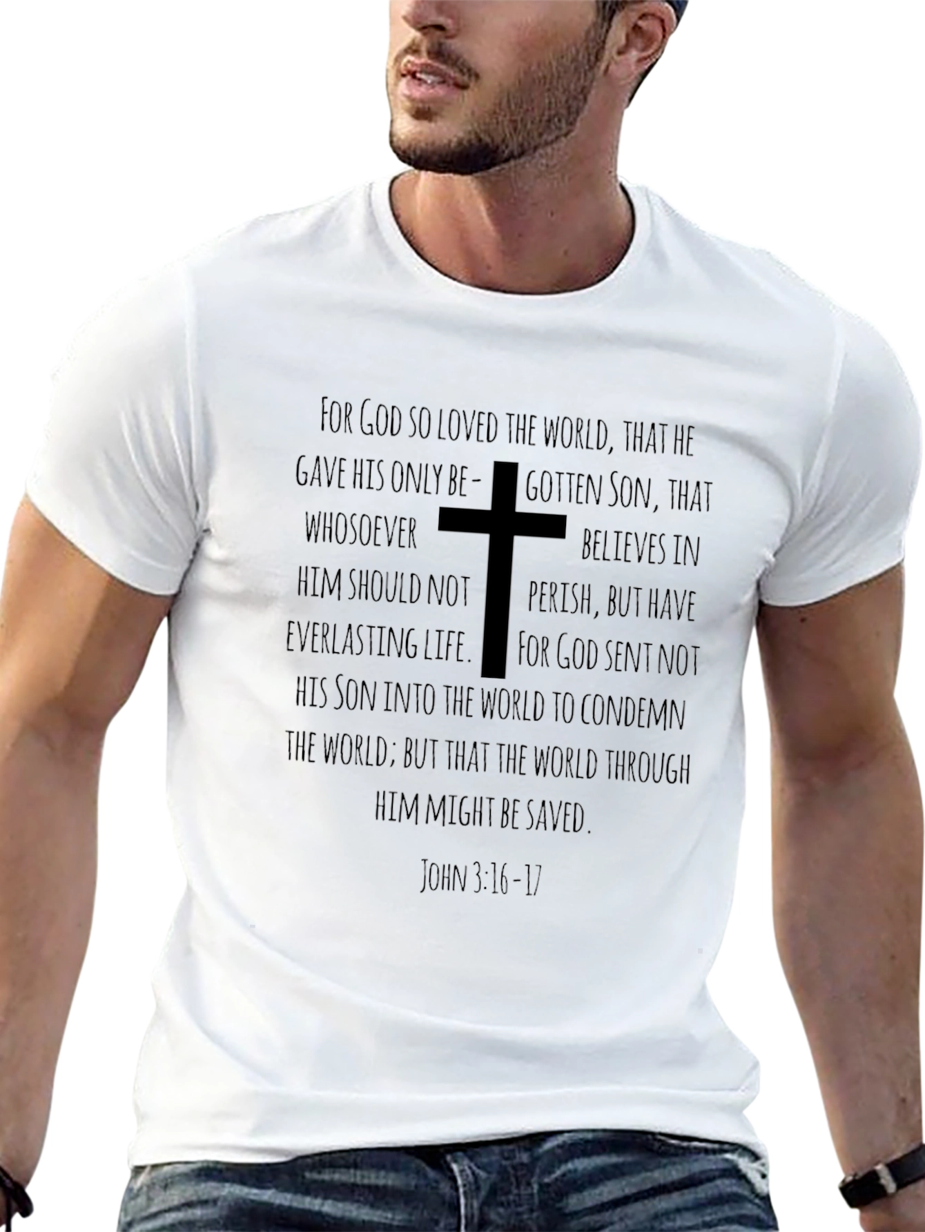 Faith-Based Graphic T-Shirt - John 3:16 Design