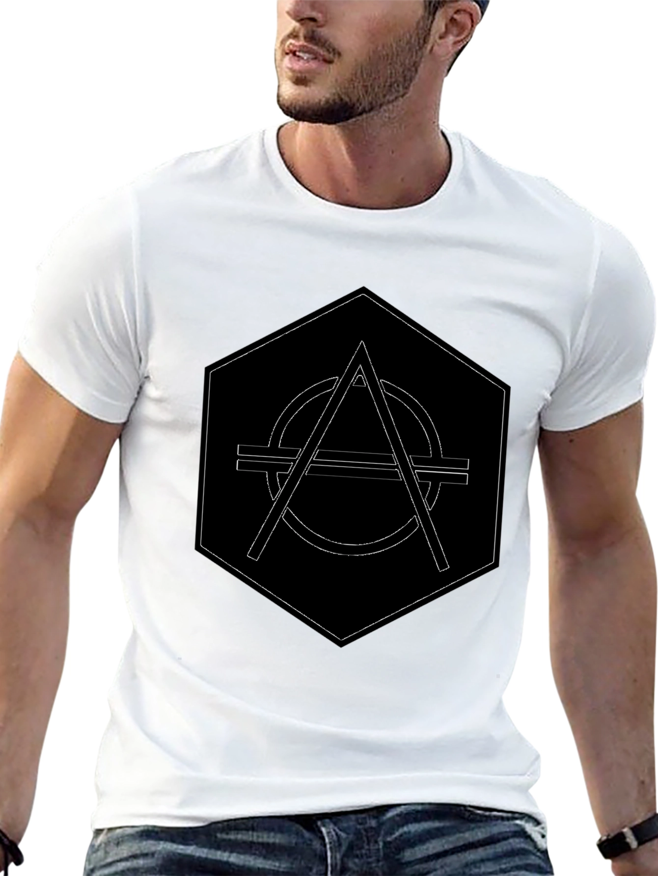 Geometric Graphic Print Black T-Shirt