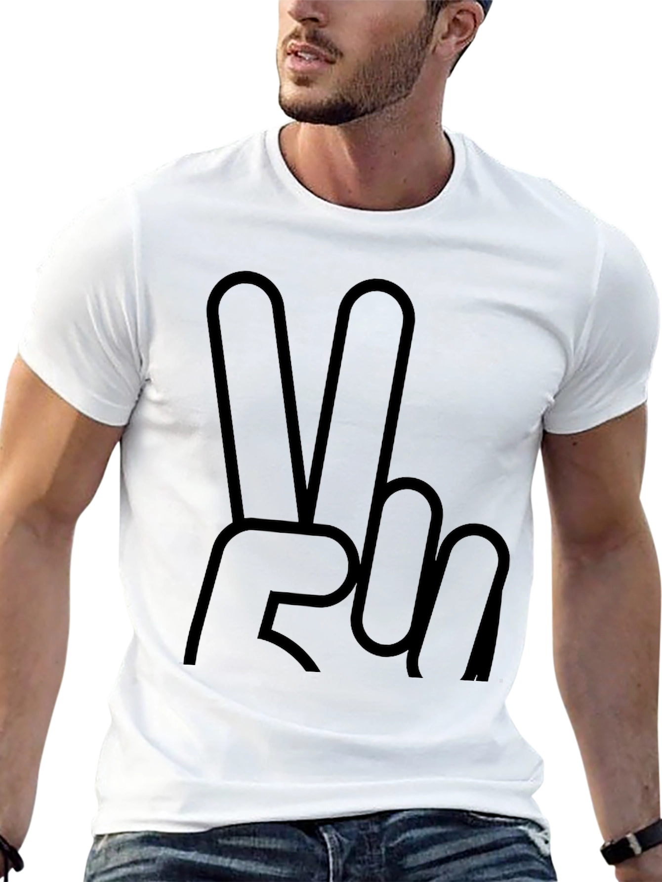 Peace Sign Graphic Tee - Solid Black T-Shirt