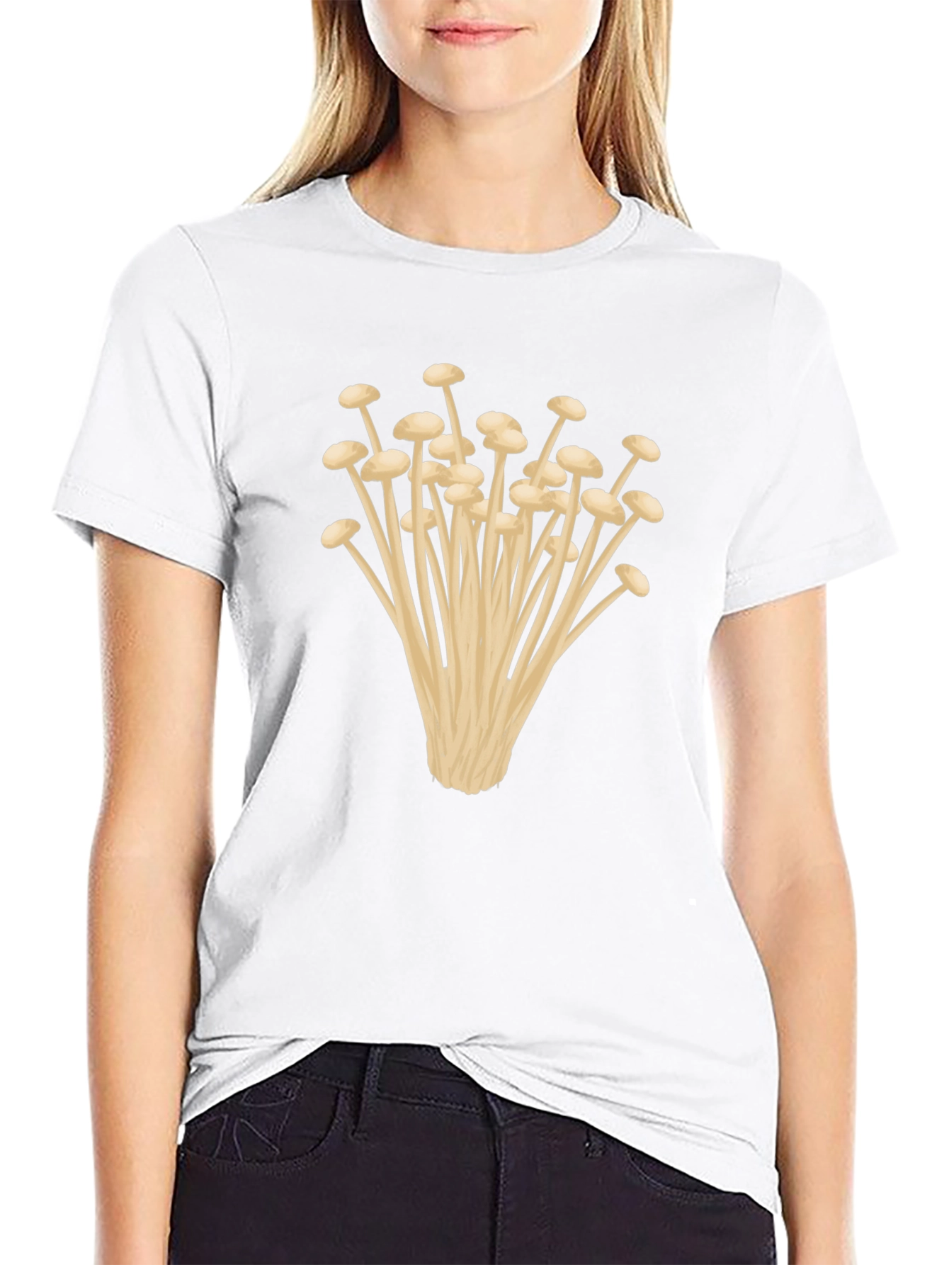 Enoki Mushroom Graphic Tee - Unisex Black T-Shirt