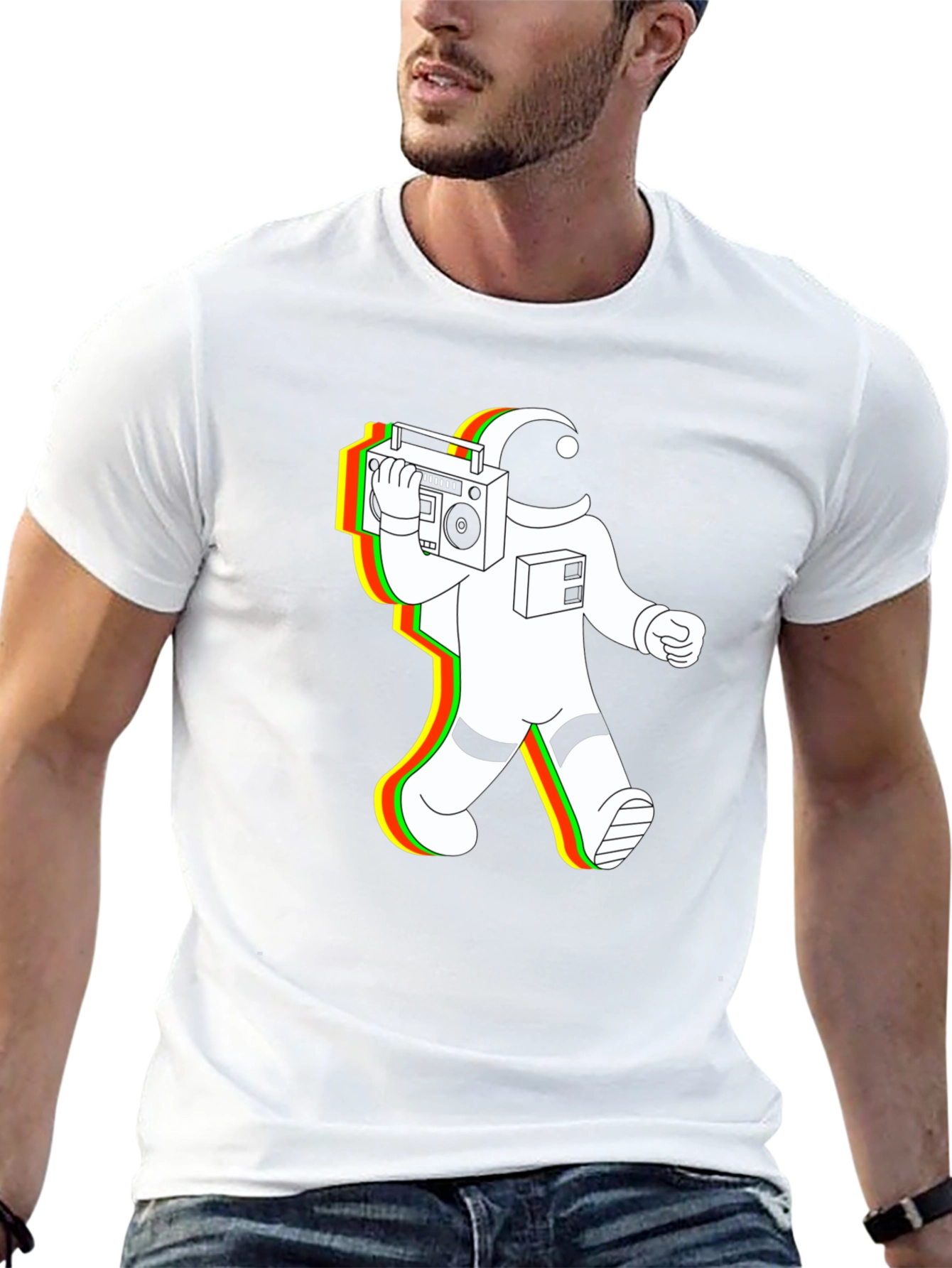 Astronaut Boombox T-Shirt - Retro Space Vibes