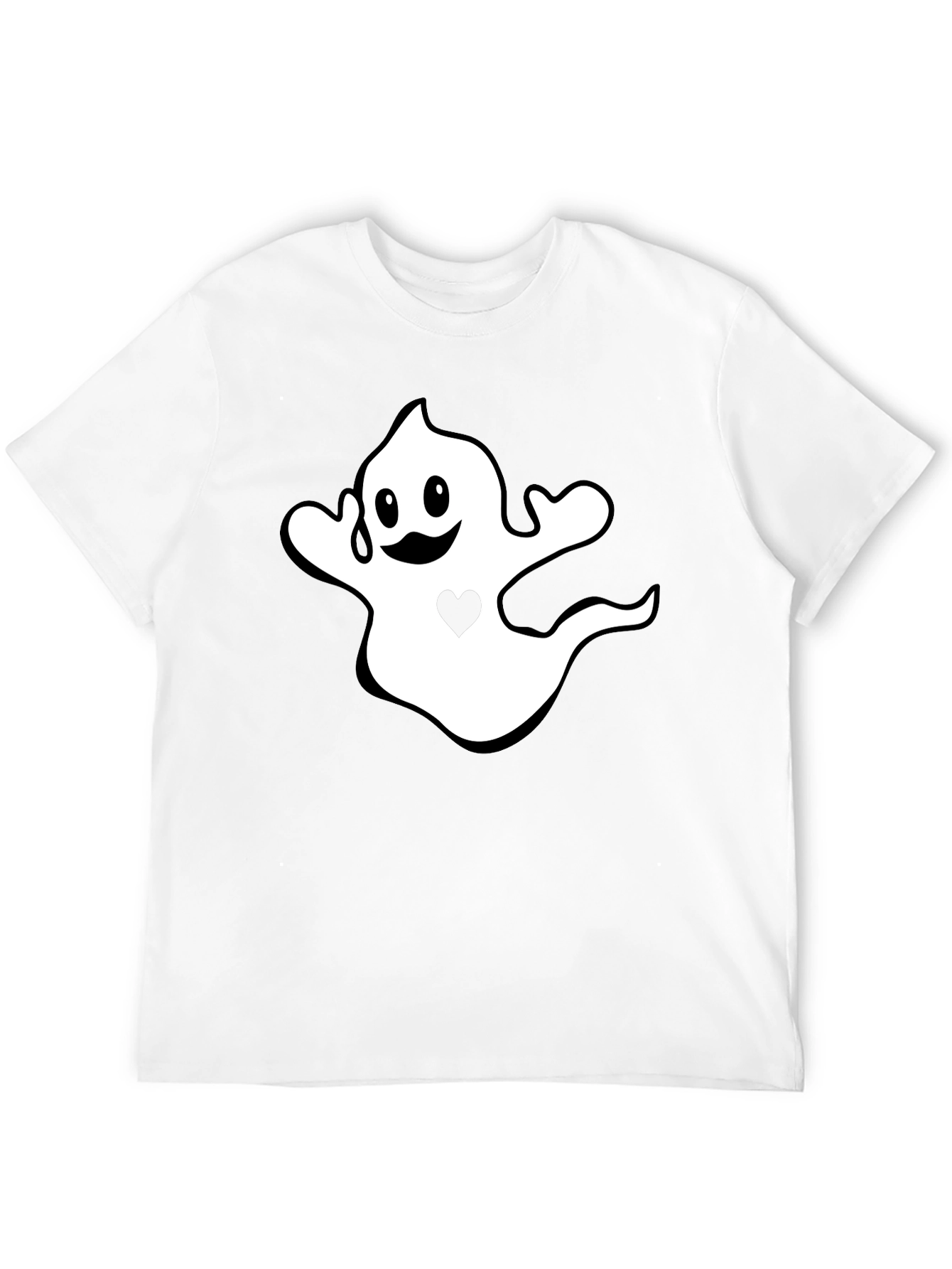 Halloween Ghost Heart Graphic Black T-Shirt