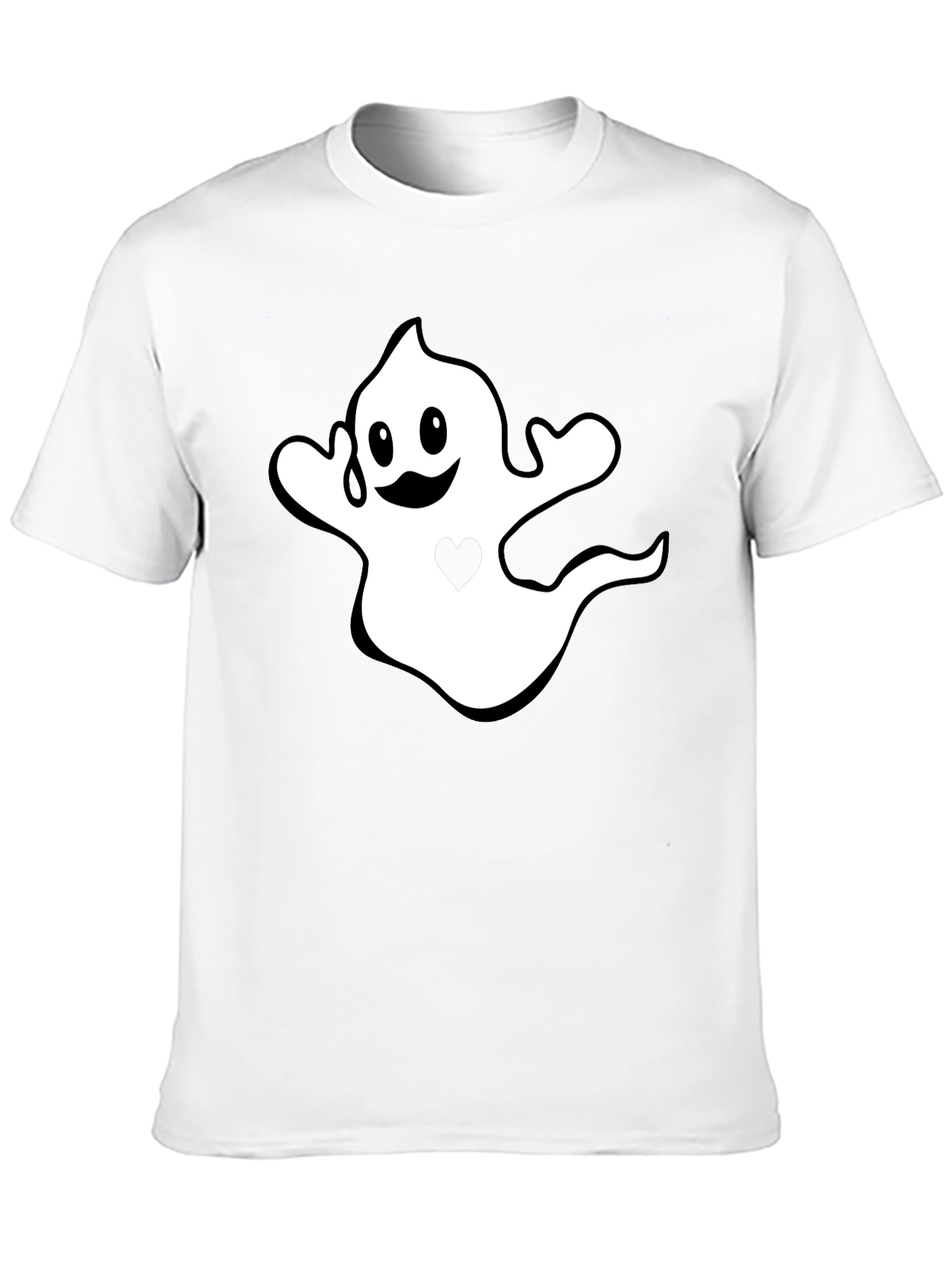 Halloween Ghost Heart Graphic Black T-Shirt