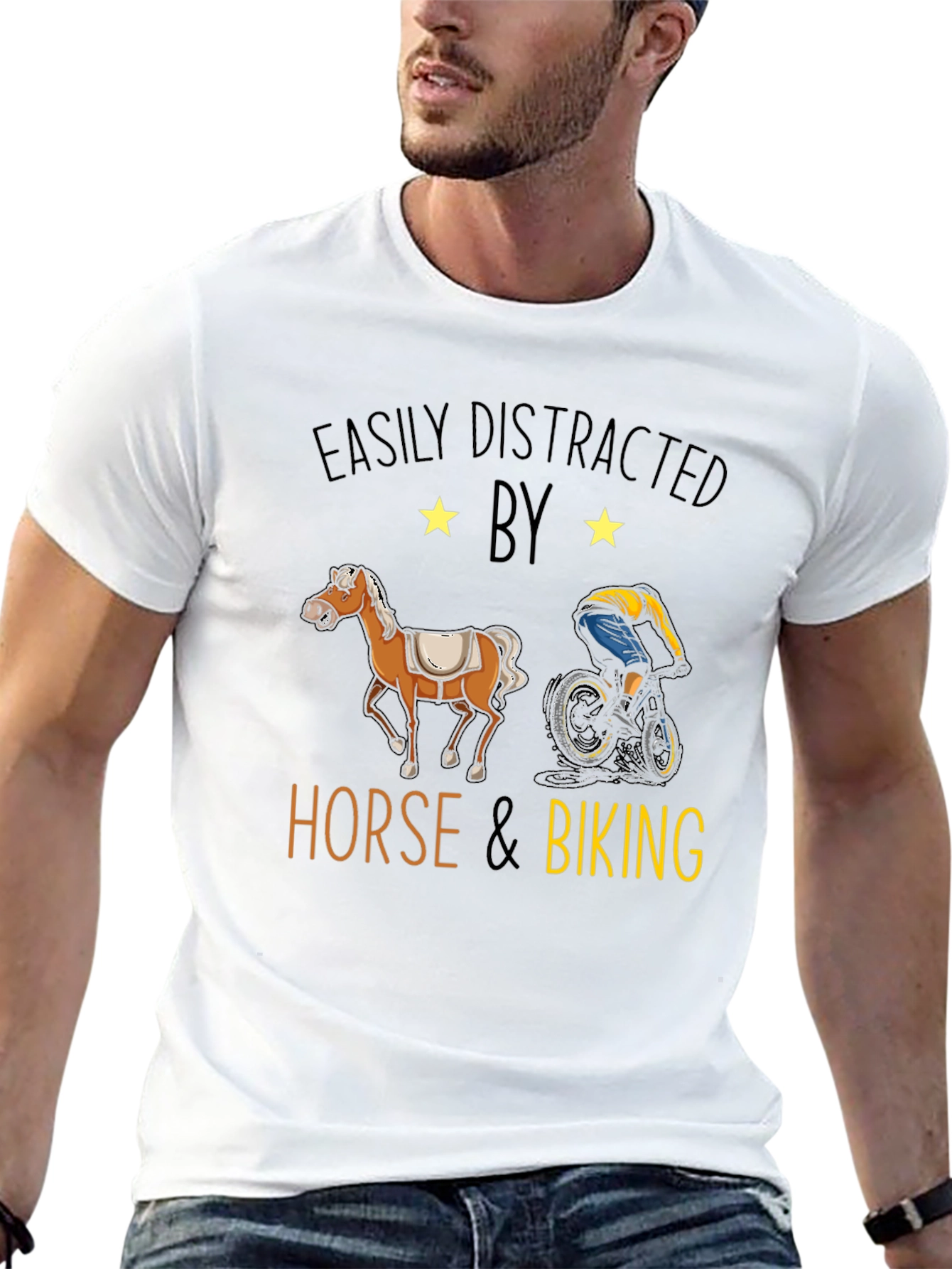 Easily Distracted by Horse & Biking T-Shirt